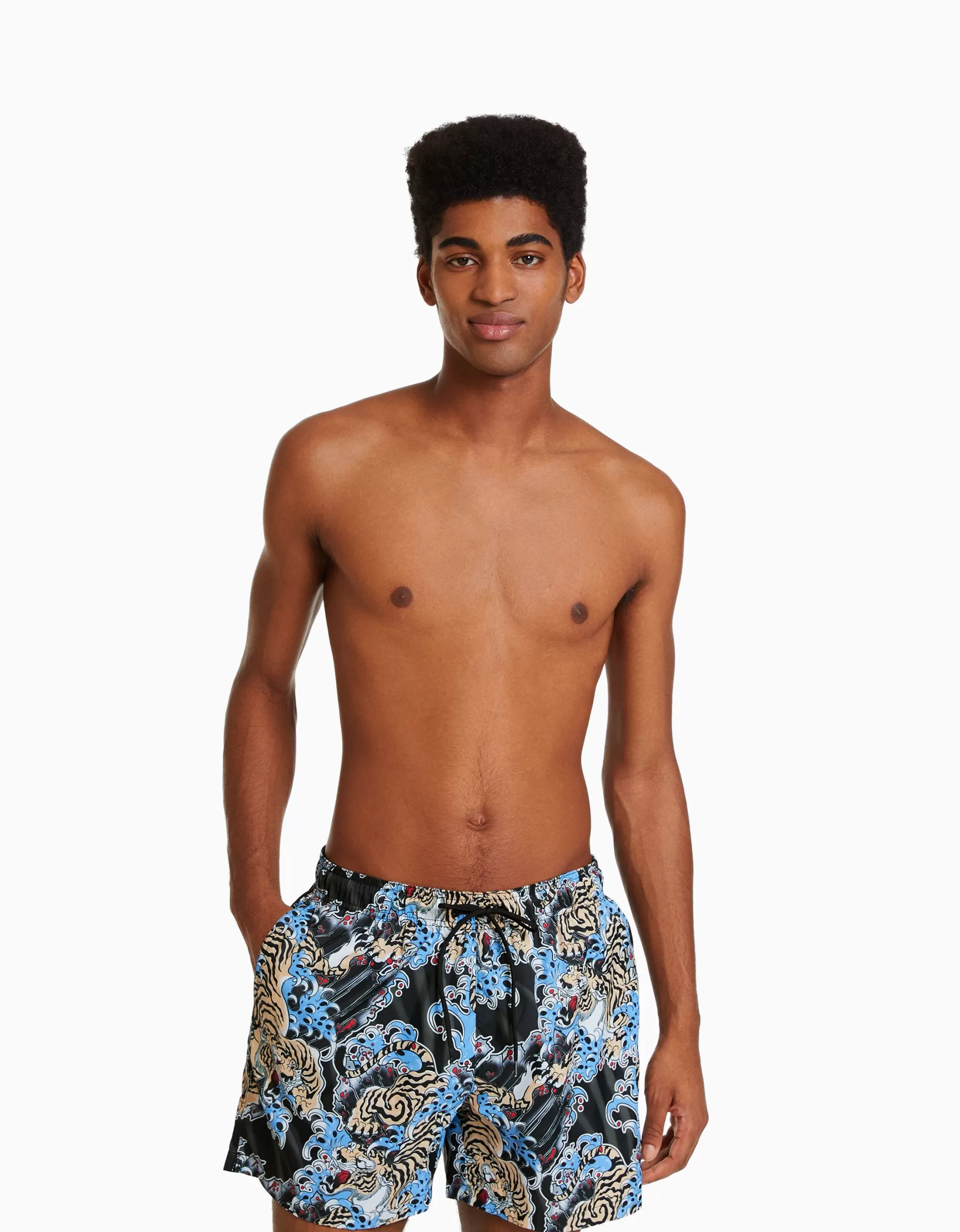 HOMBRE BERSHKA Bañador print tigre