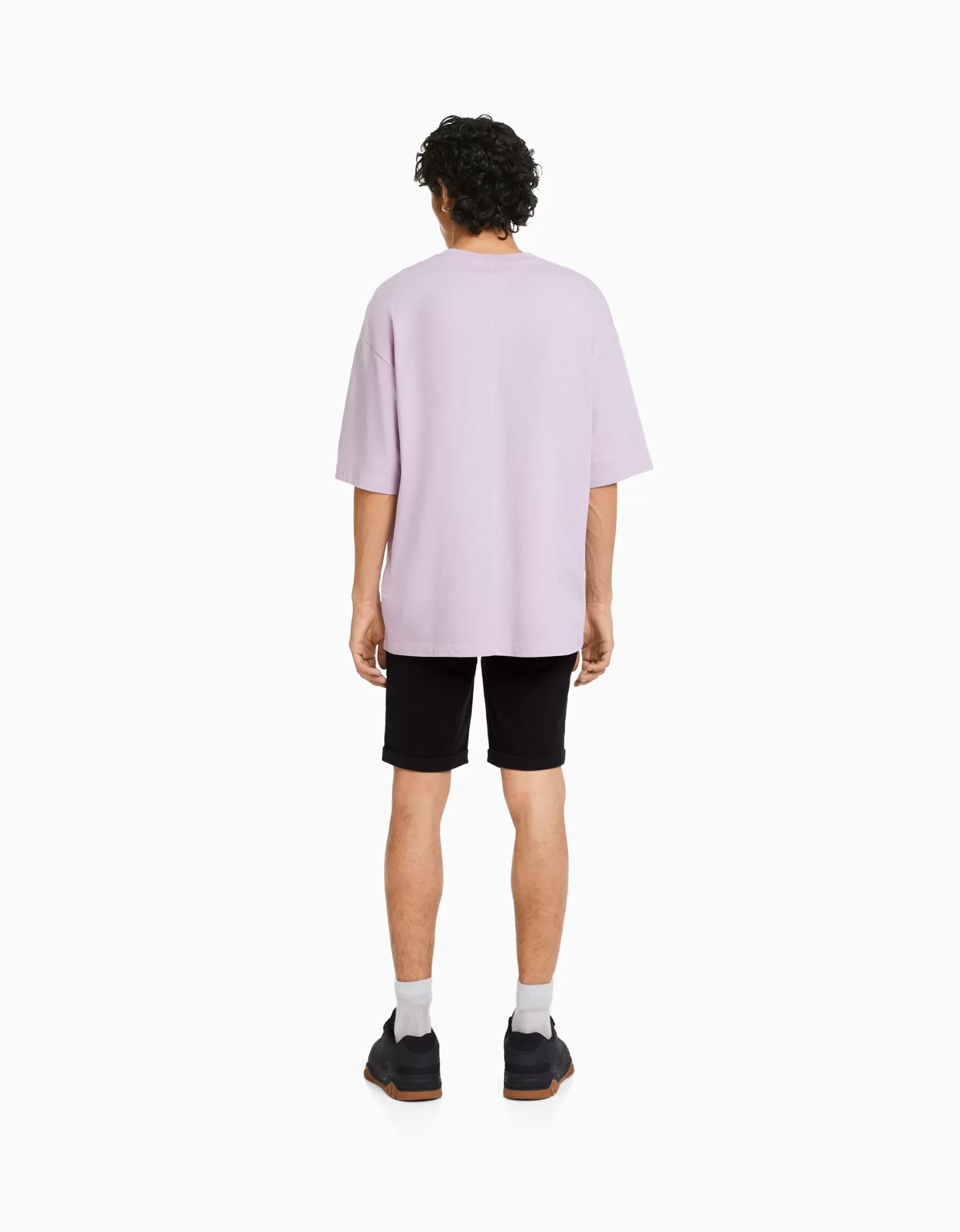 HOMBRE BERSHKA Bermuda denim super skinny roll up