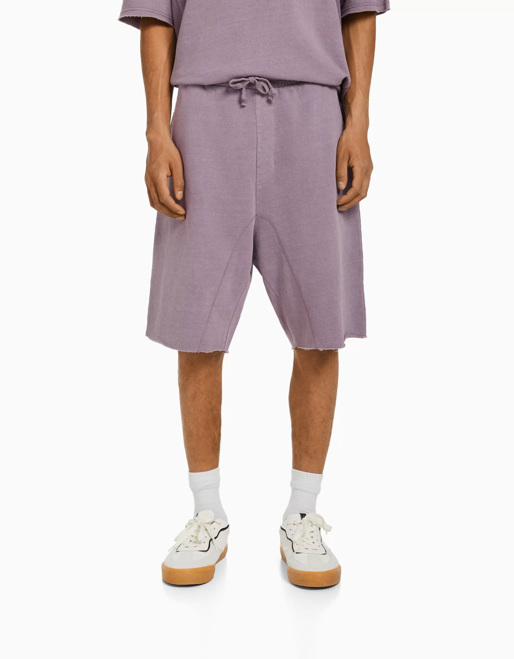 HOMBRE BERSHKA Bermuda felpa efecto lavado