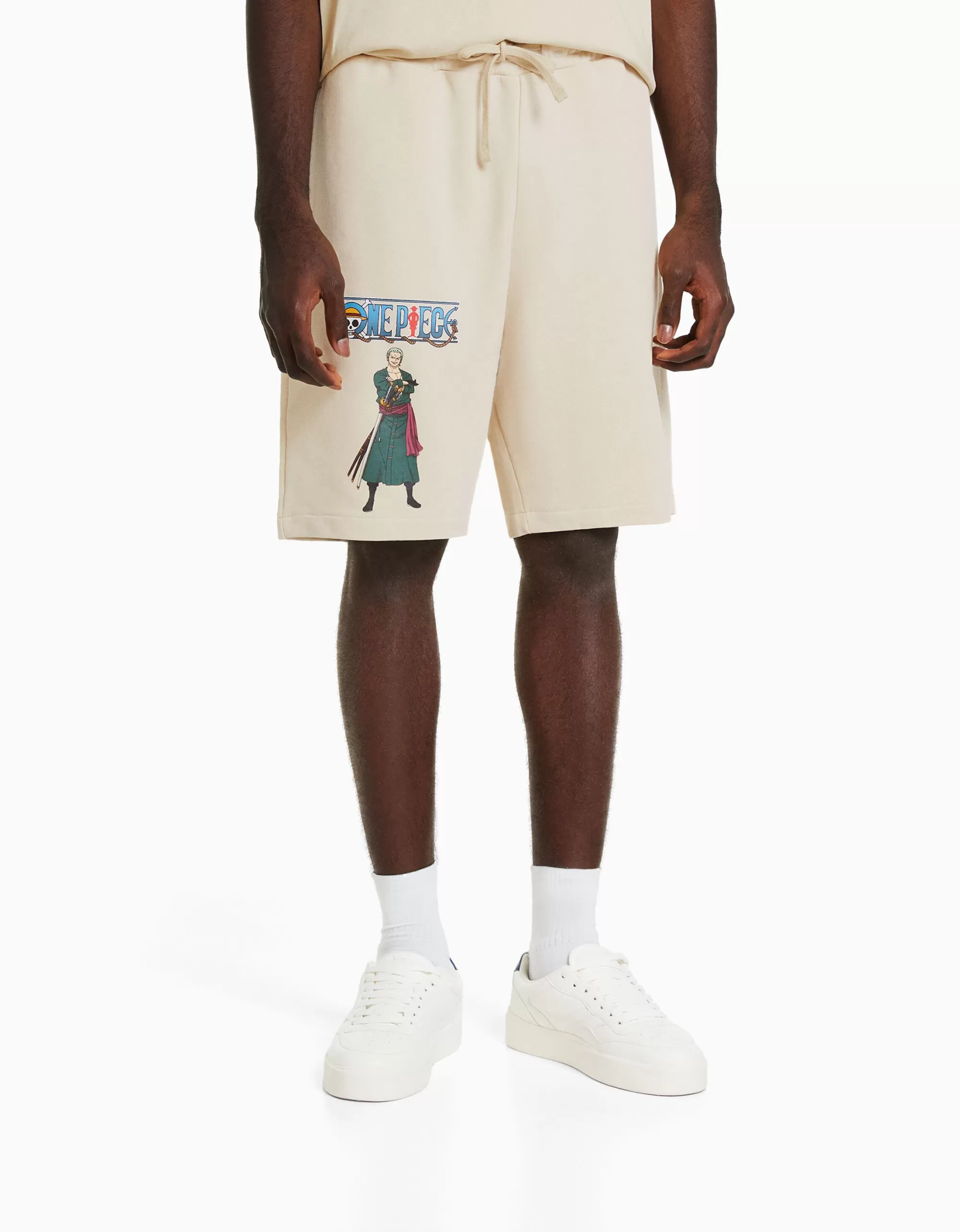HOMBRE BERSHKA Bermuda felpa print One Piece