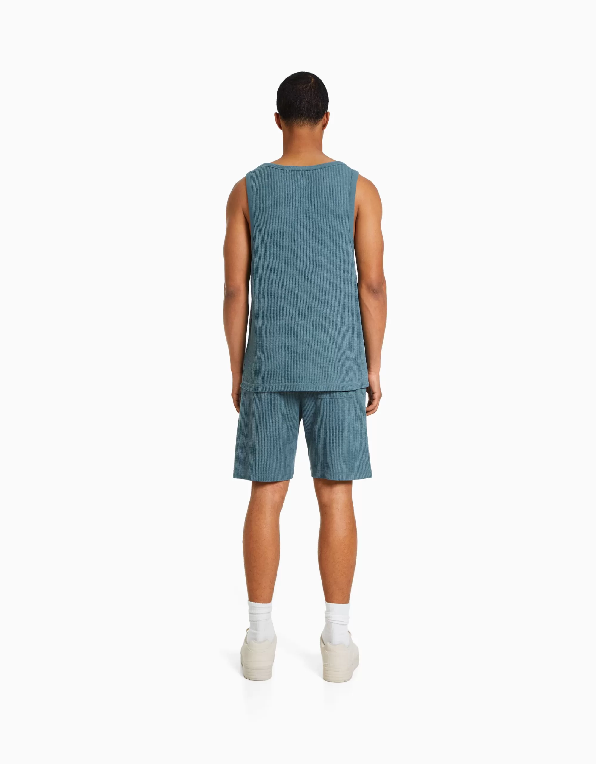 HOMBRE BERSHKA Bermuda felpa waffle