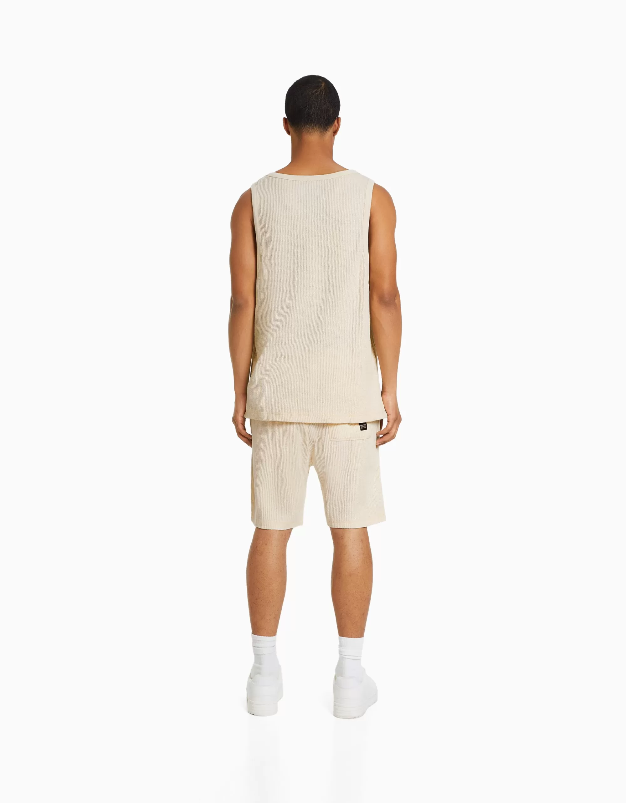 HOMBRE BERSHKA Bermuda felpa waffle