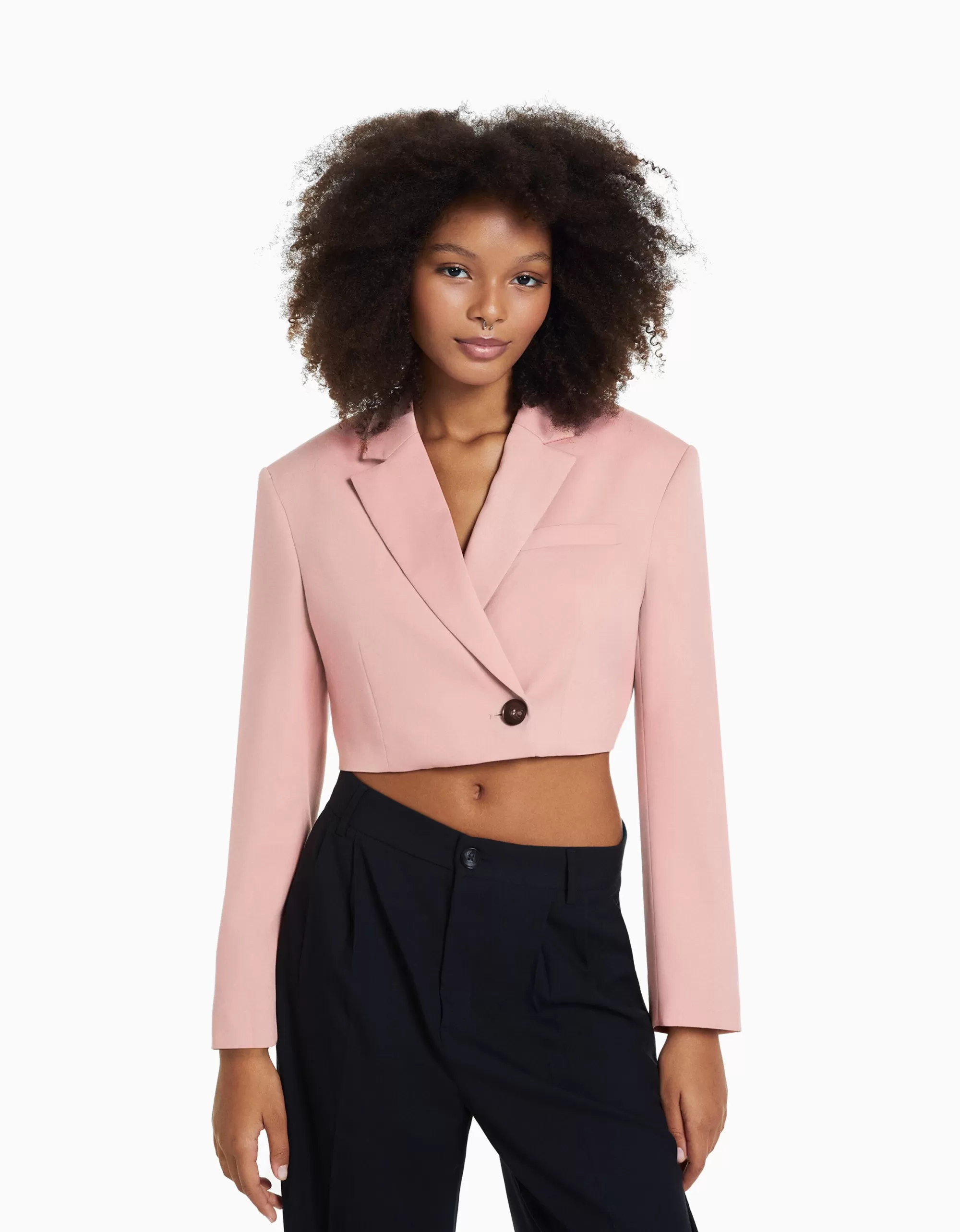 MUJER BERSHKA Blazer tailoring cropped sarga