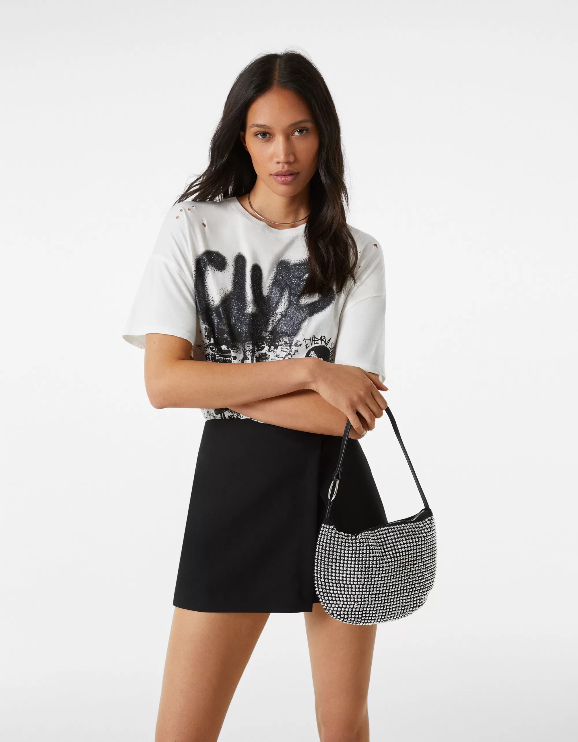 MUJER BERSHKA Bolso asa strass