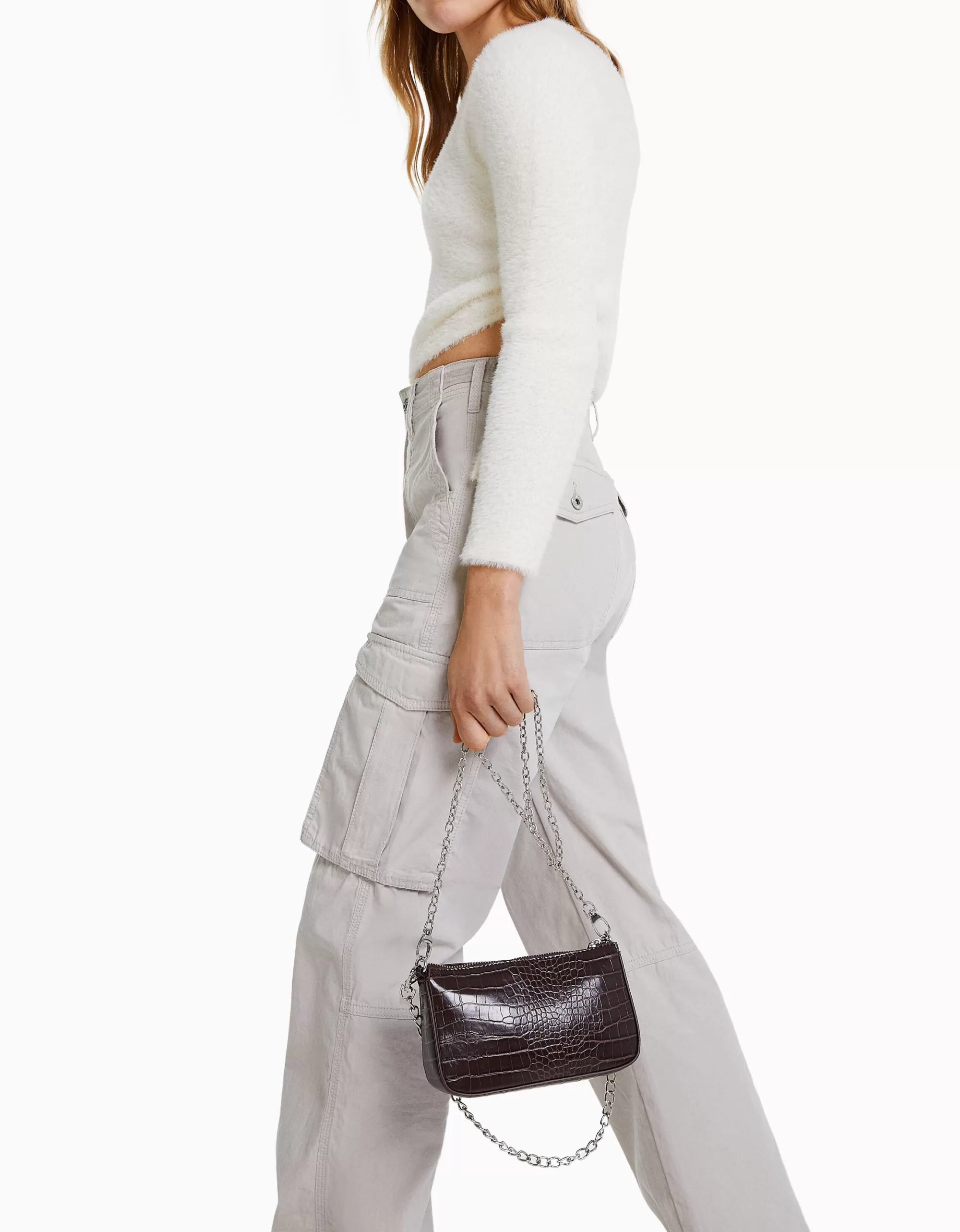 MUJER BERSHKA Bolso cadena efecto cocodrilo