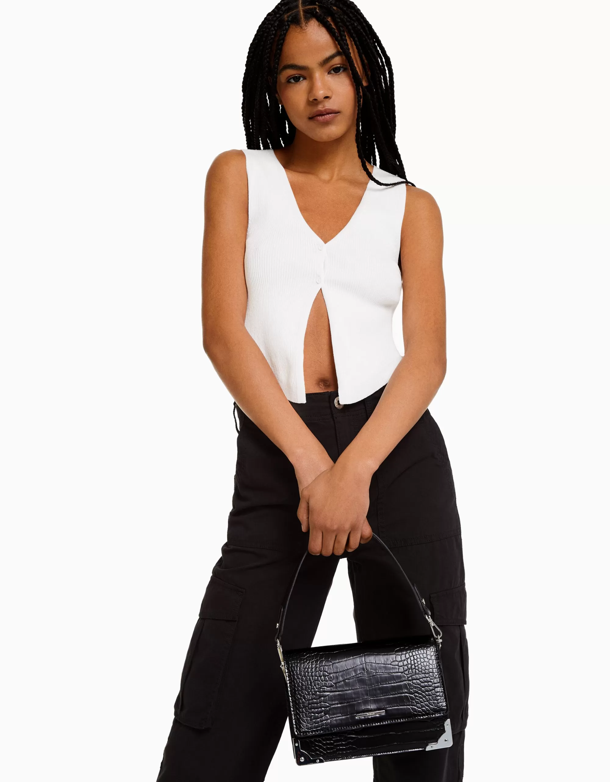 MUJER BERSHKA Bolso caja textura asa
