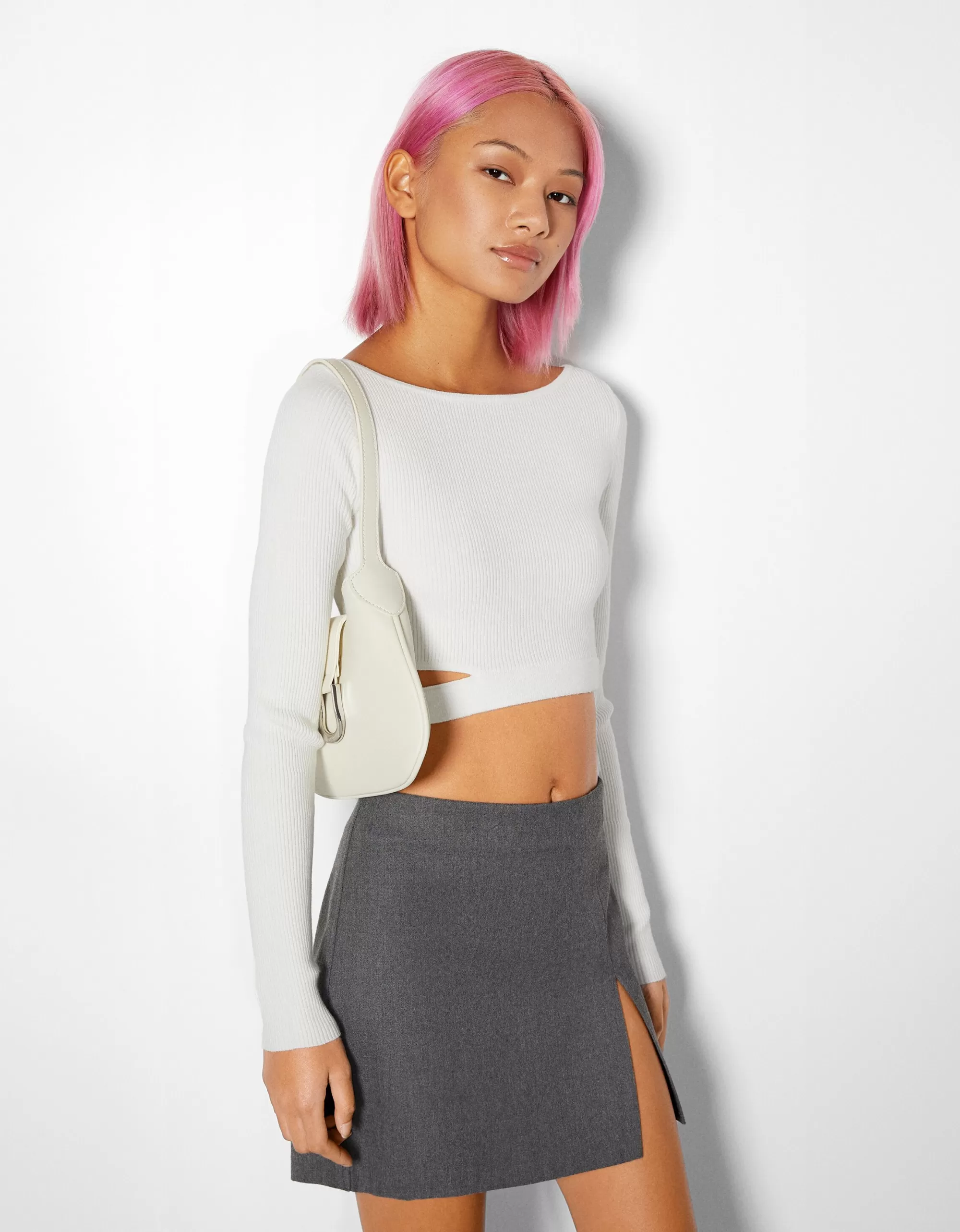 MUJER BERSHKA Bolso hombro hebilla efecto plata