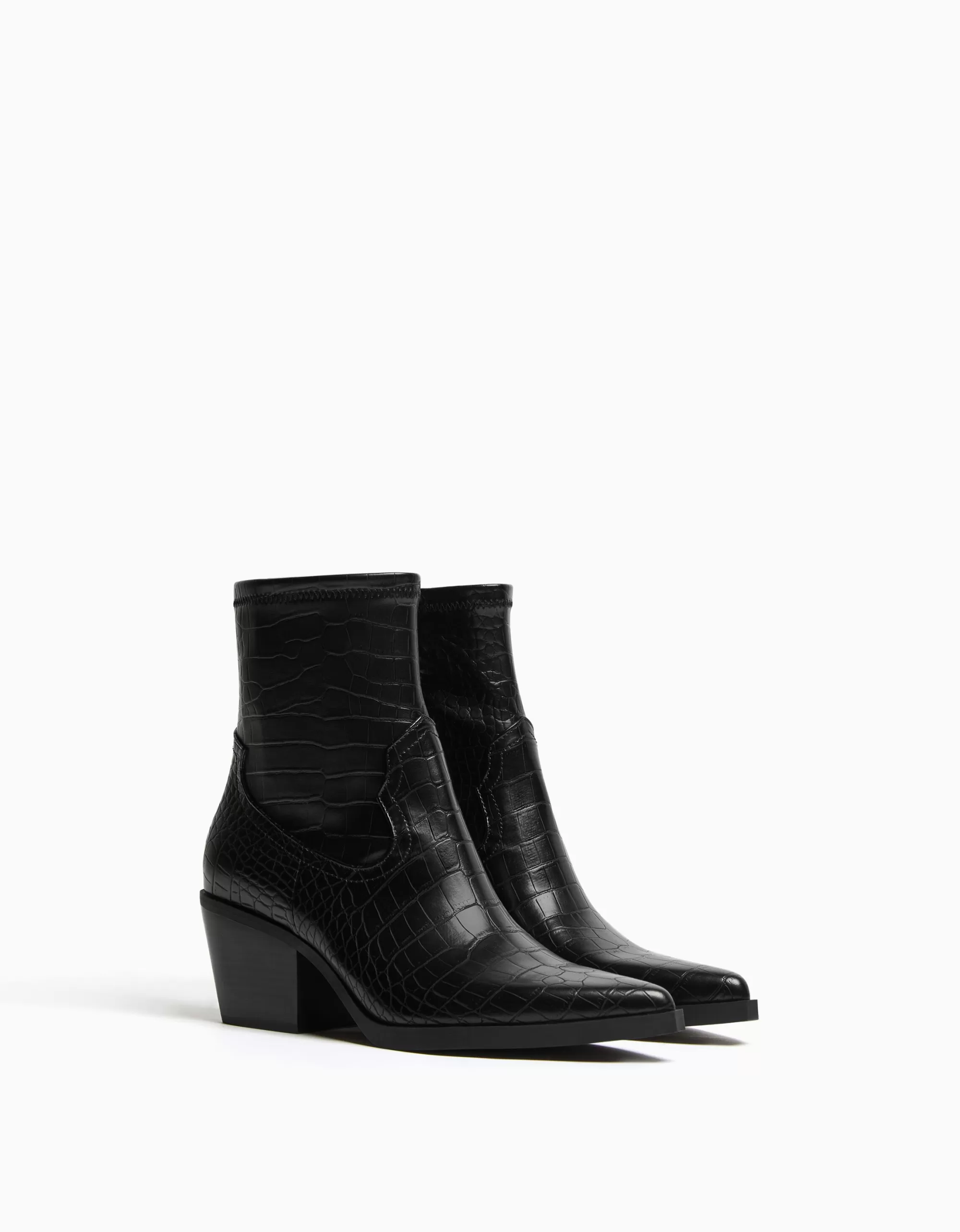 MUJER BERSHKA Botines cowboy grabado animal