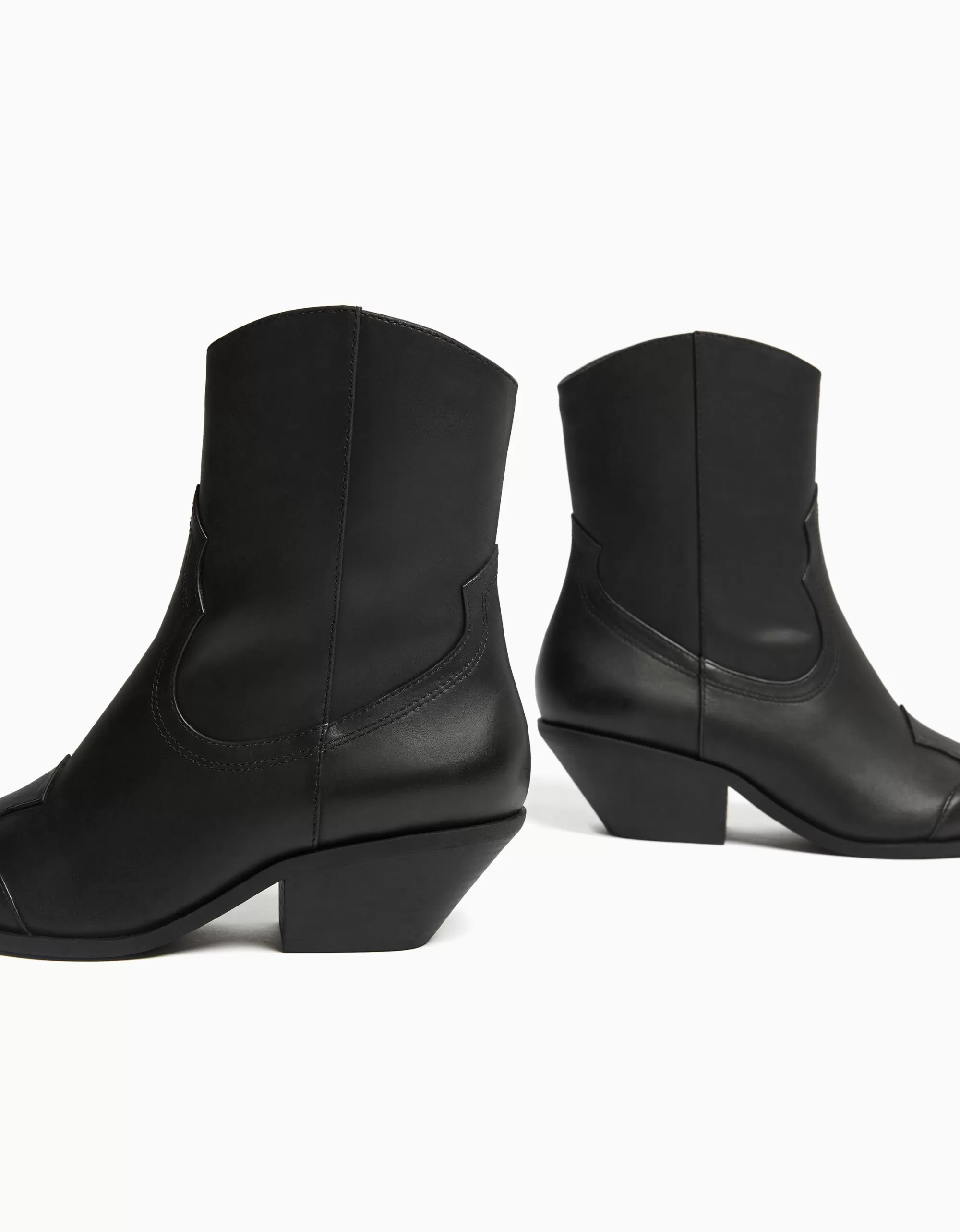MUJER BERSHKA Botines tacón cowboy PIEL