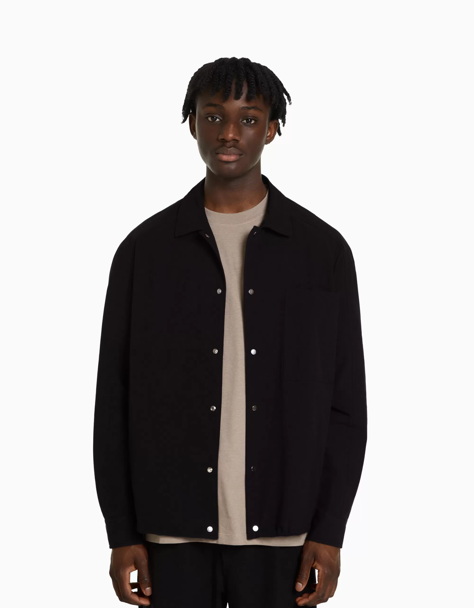 HOMBRE BERSHKA Camisa manga larga técnica parachute