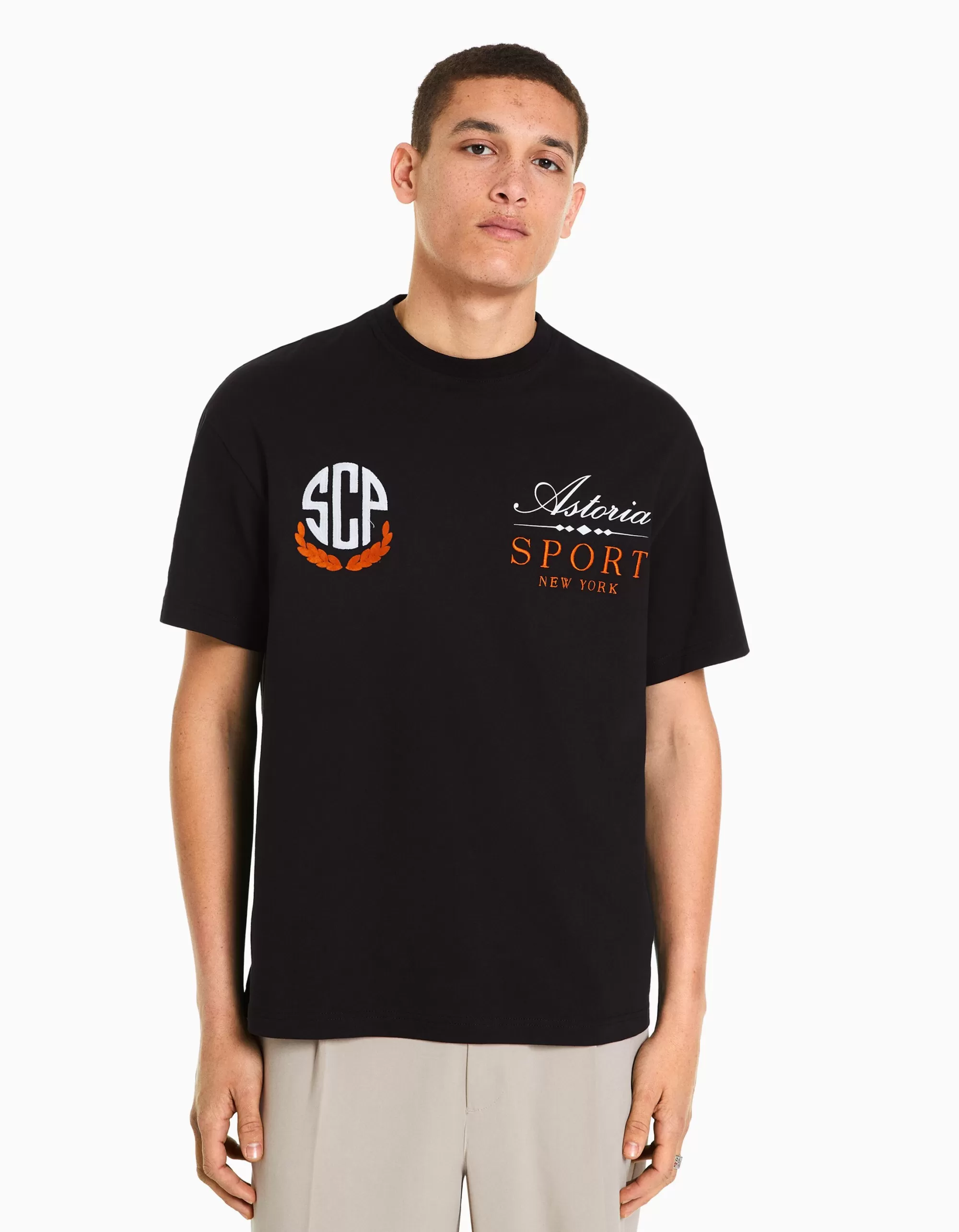 HOMBRE BERSHKA Camiseta manga corta boxy fit