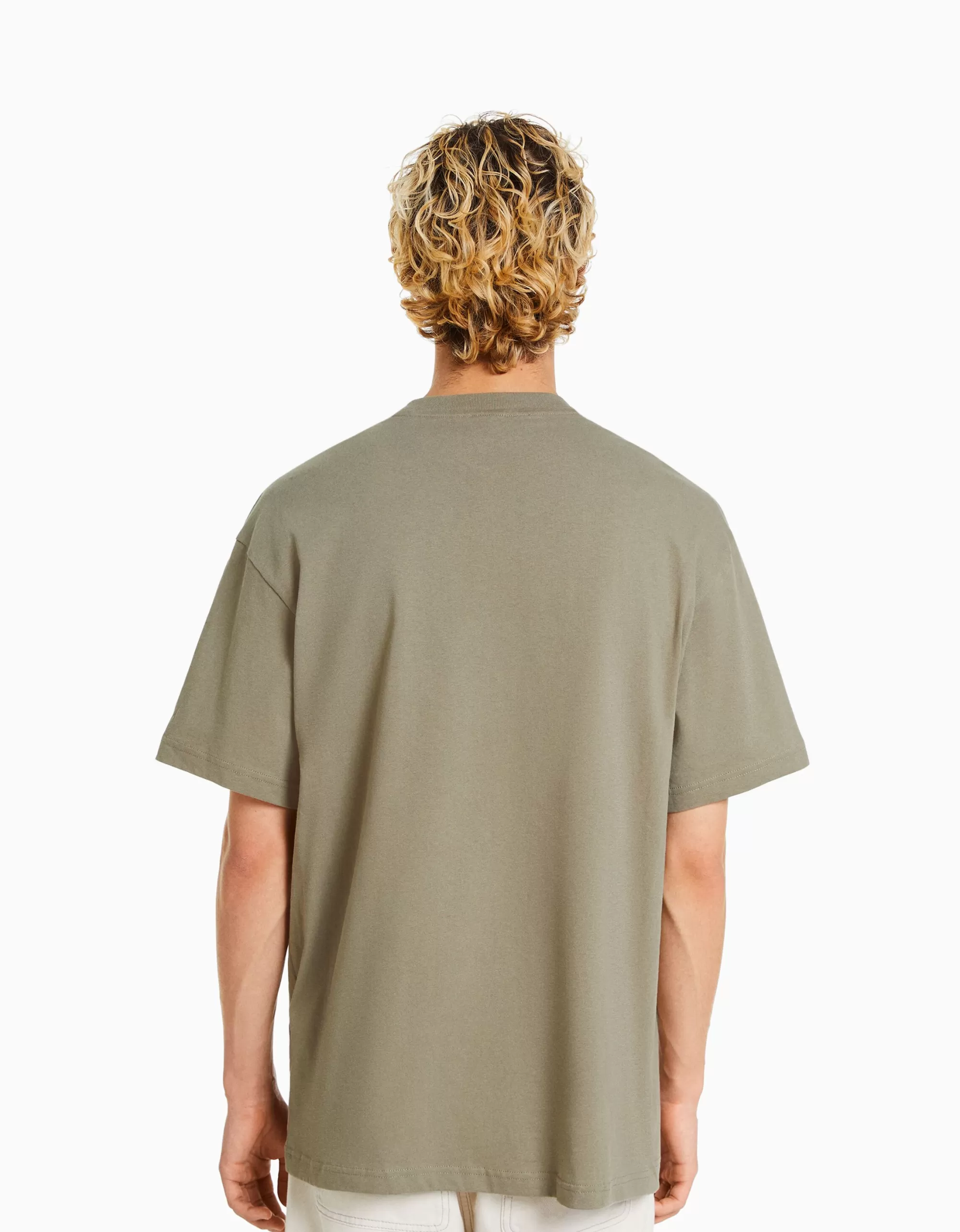 HOMBRE BERSHKA Camiseta manga corta boxy fit bolsillo print