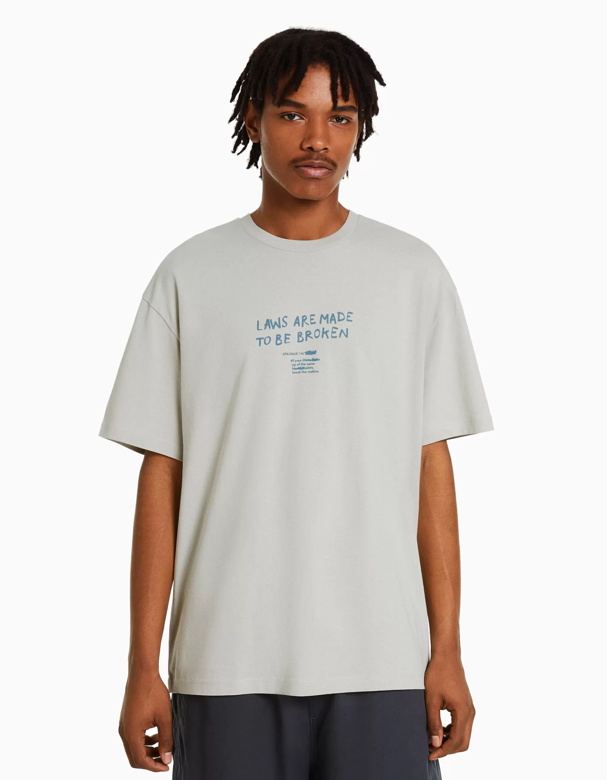 HOMBRE BERSHKA Camiseta manga corta boxy fit lettering