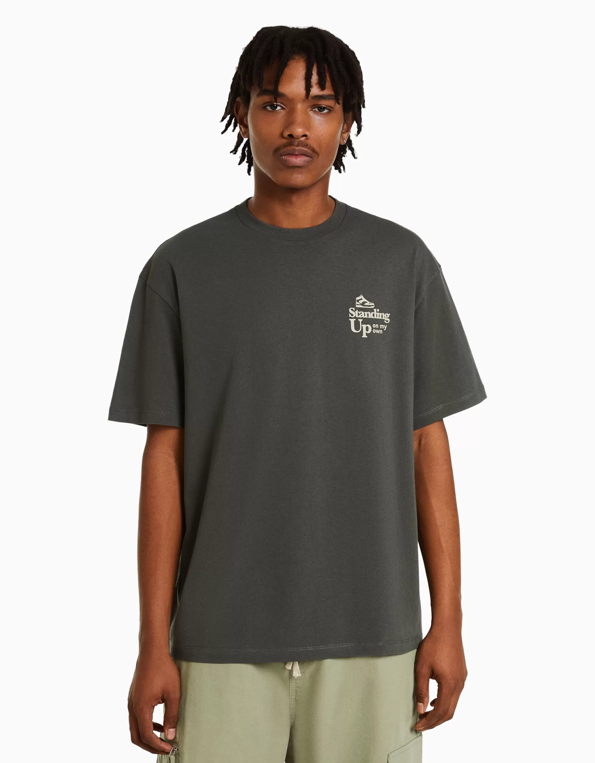 HOMBRE BERSHKA Camiseta manga corta boxy fit lettering