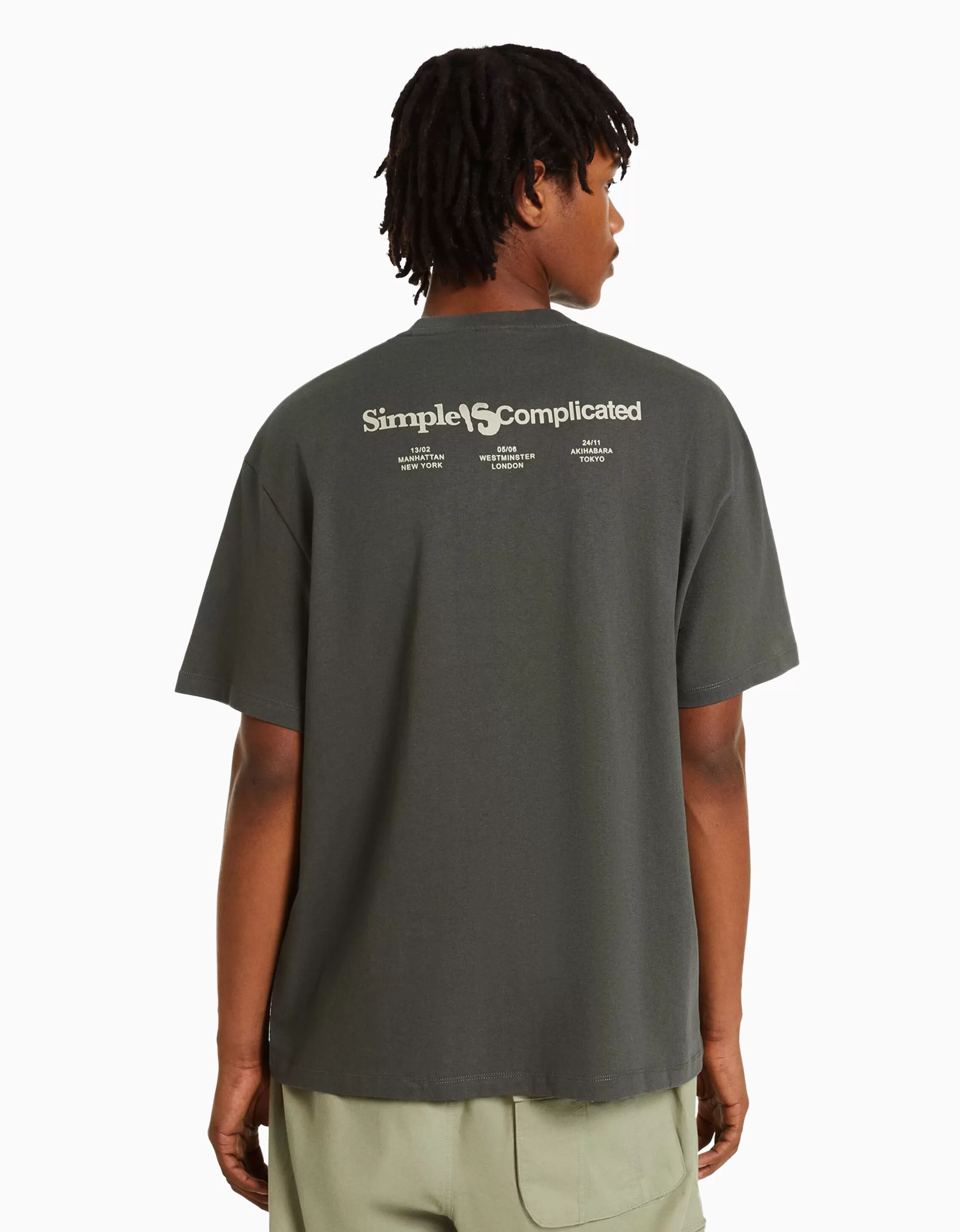 HOMBRE BERSHKA Camiseta manga corta boxy fit lettering