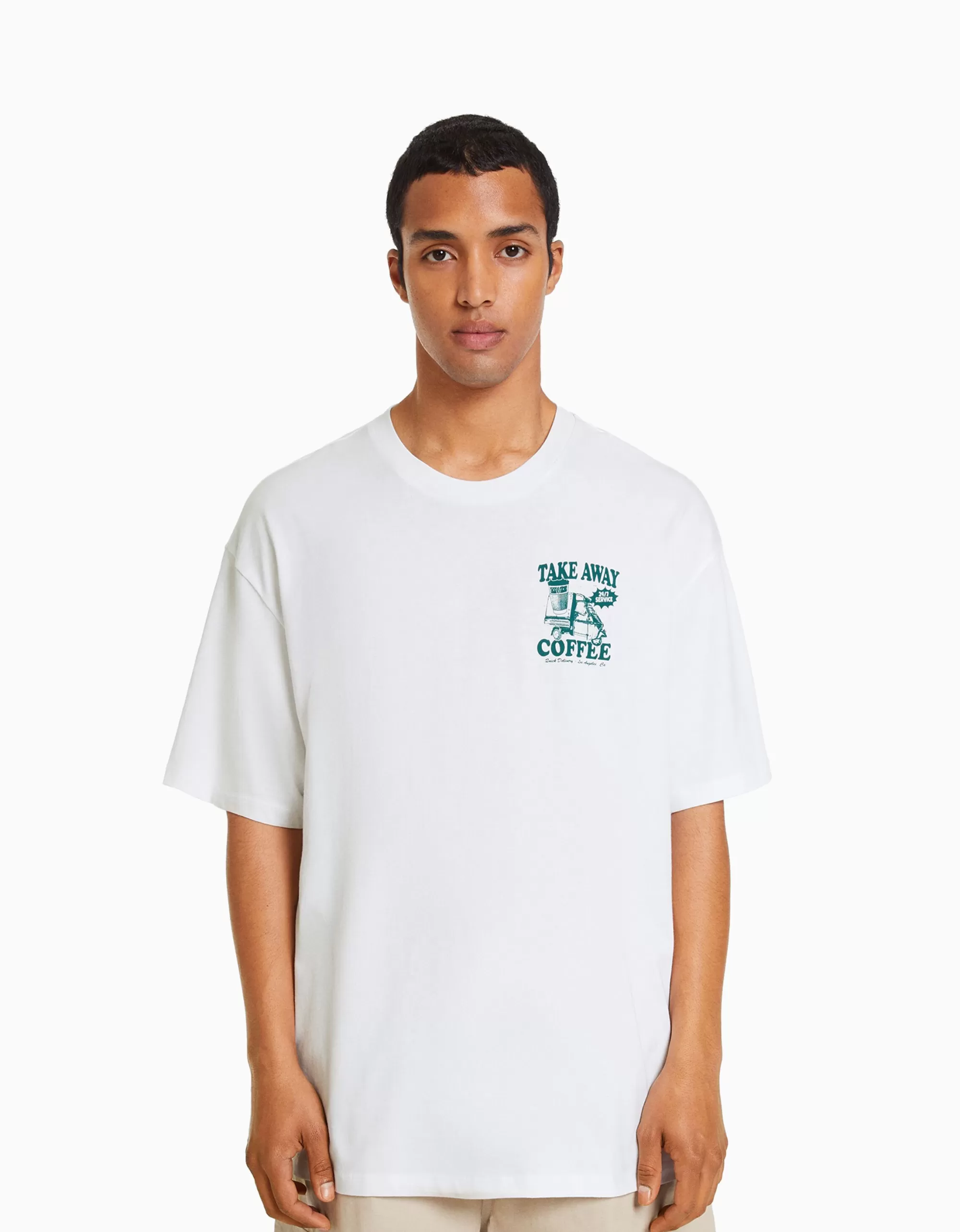 HOMBRE BERSHKA Camiseta manga corta boxy fit print