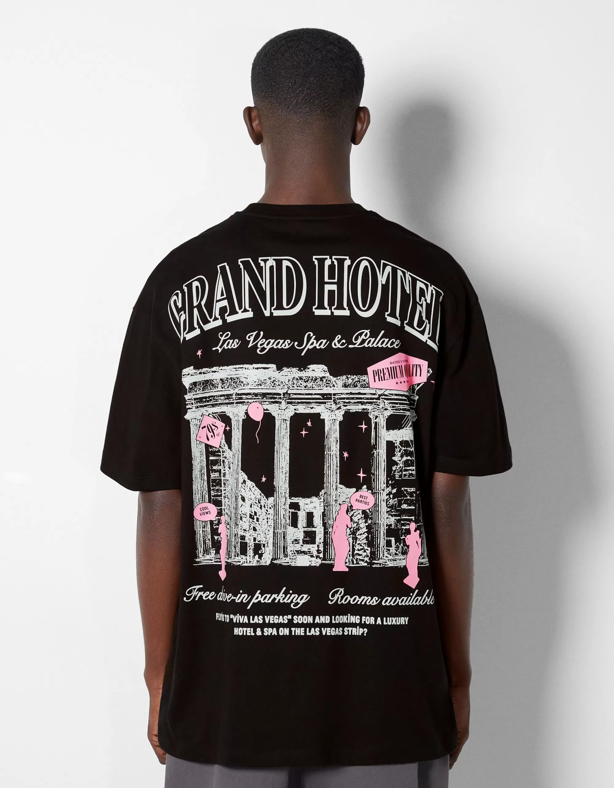 HOMBRE BERSHKA Camiseta manga corta boxy fit print