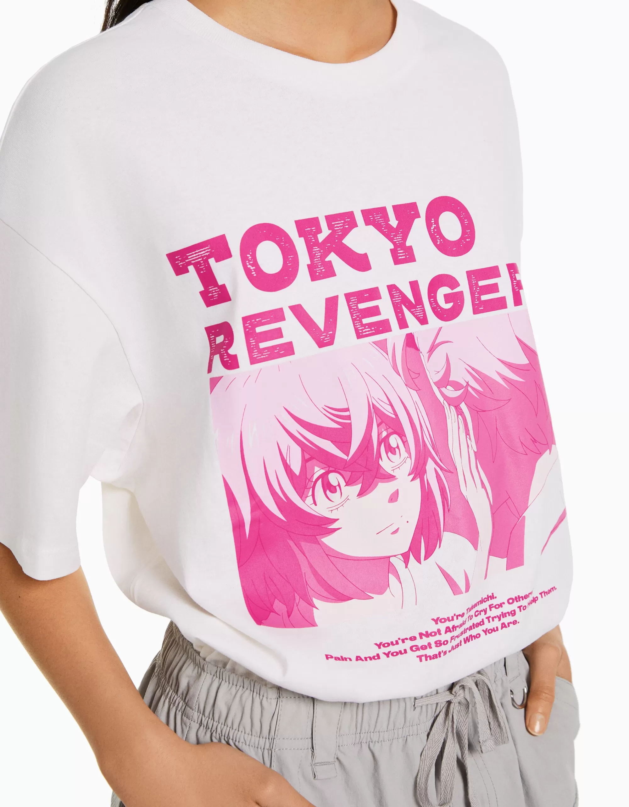 MUJER BERSHKA Camiseta manga corta boxy fit print TOKYO REVENGERS