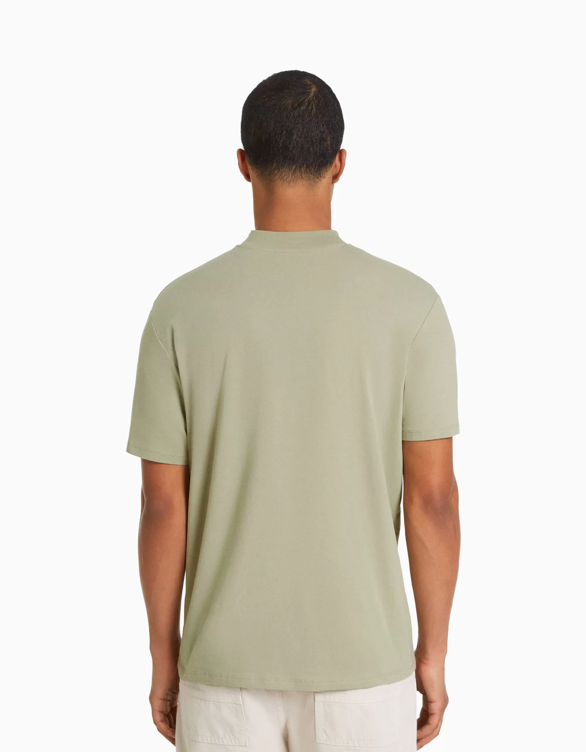 MUJER BERSHKA Camiseta manga corta cuello perkins