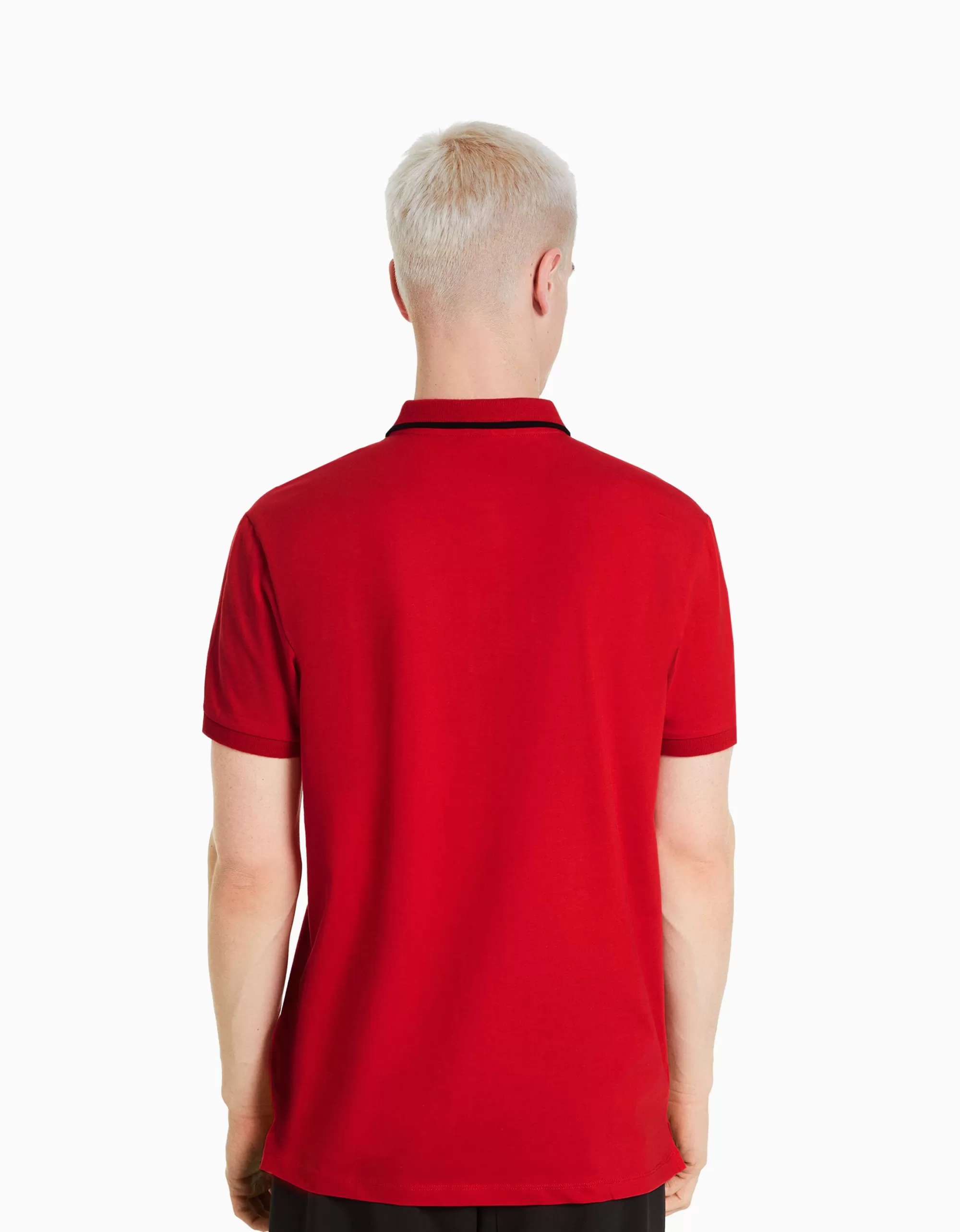 HOMBRE BERSHKA Camiseta manga corta cuello polo bandas