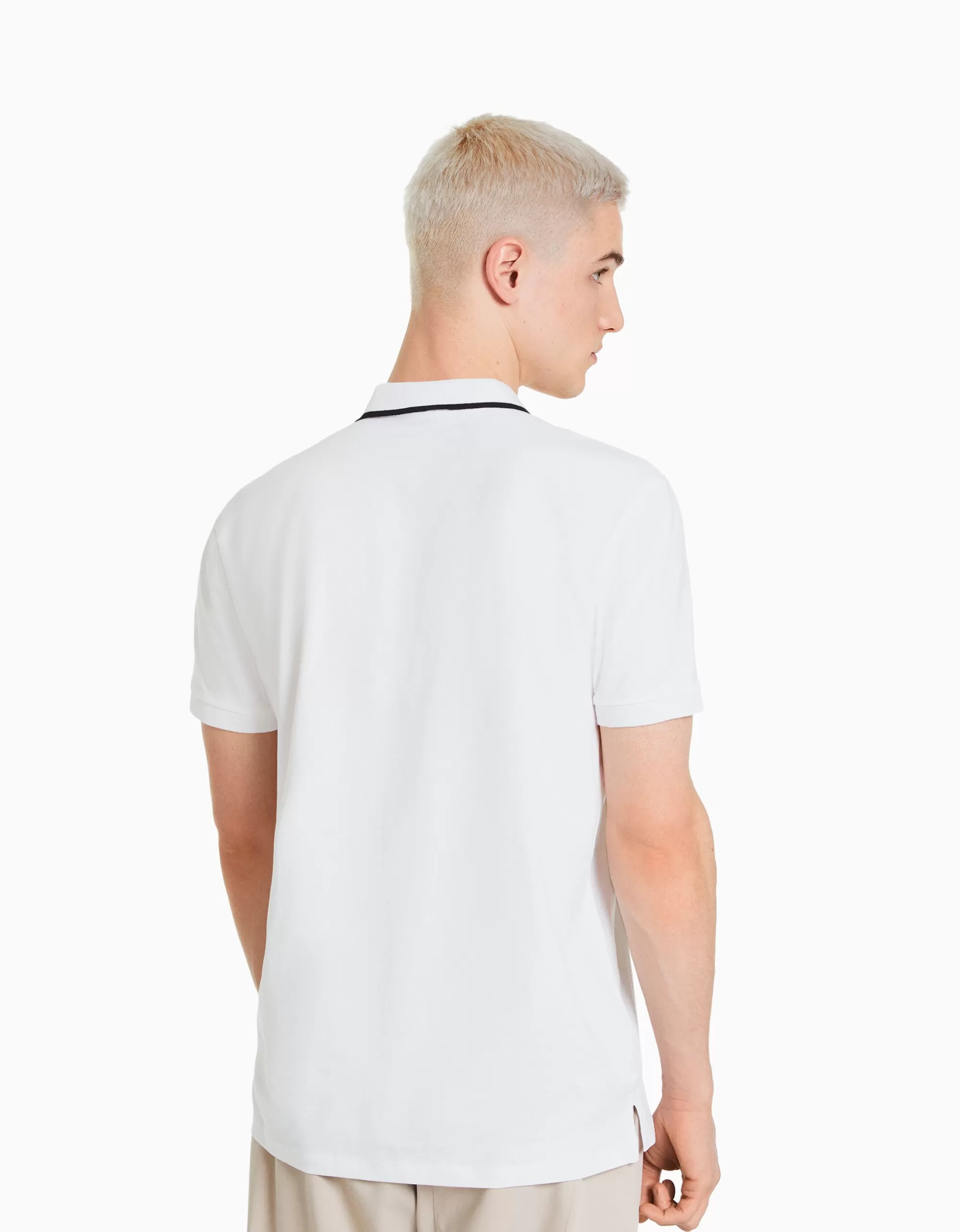 HOMBRE BERSHKA Camiseta manga corta cuello polo bandas