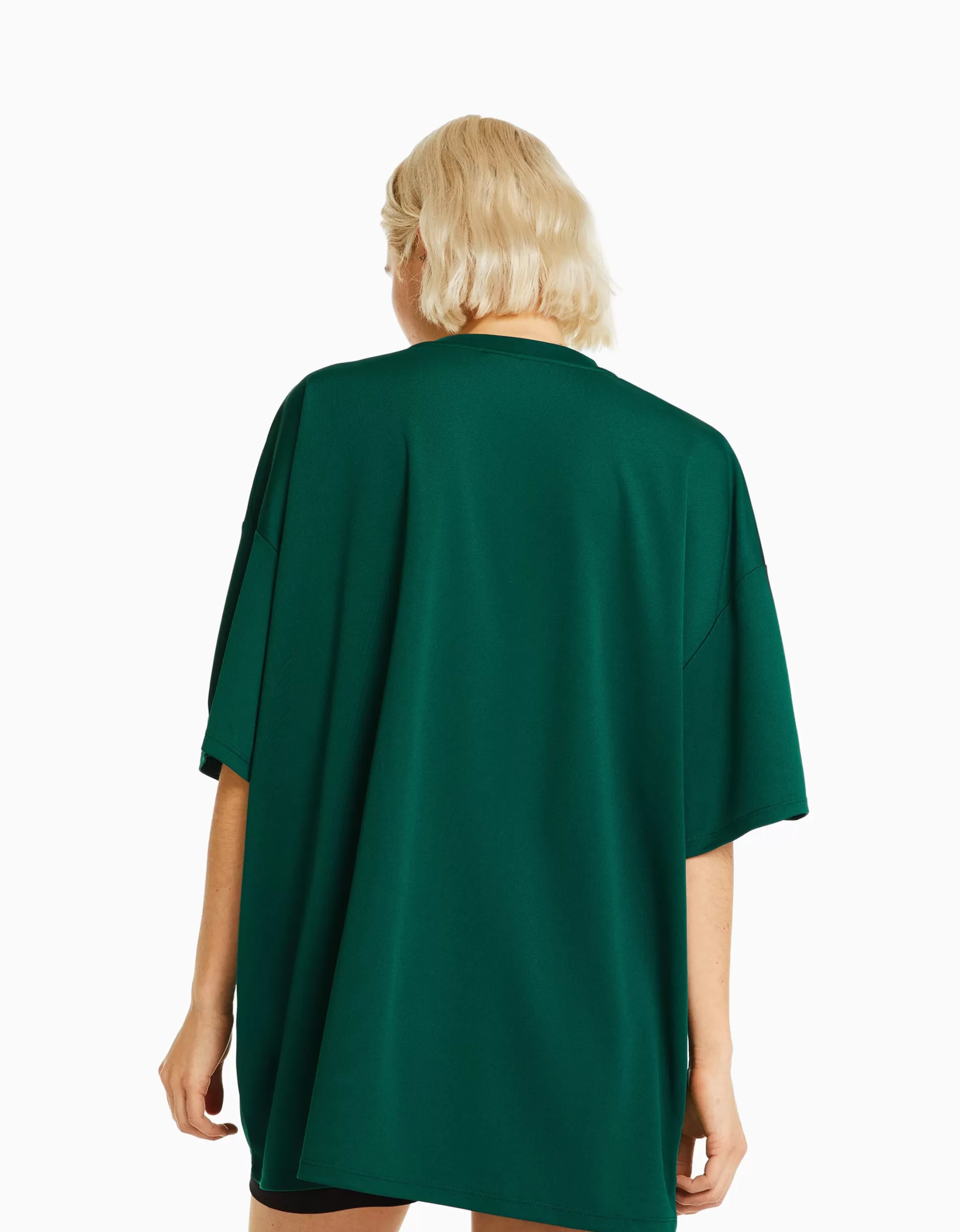 MUJER BERSHKA Camiseta manga corta cuello polo fútbol
