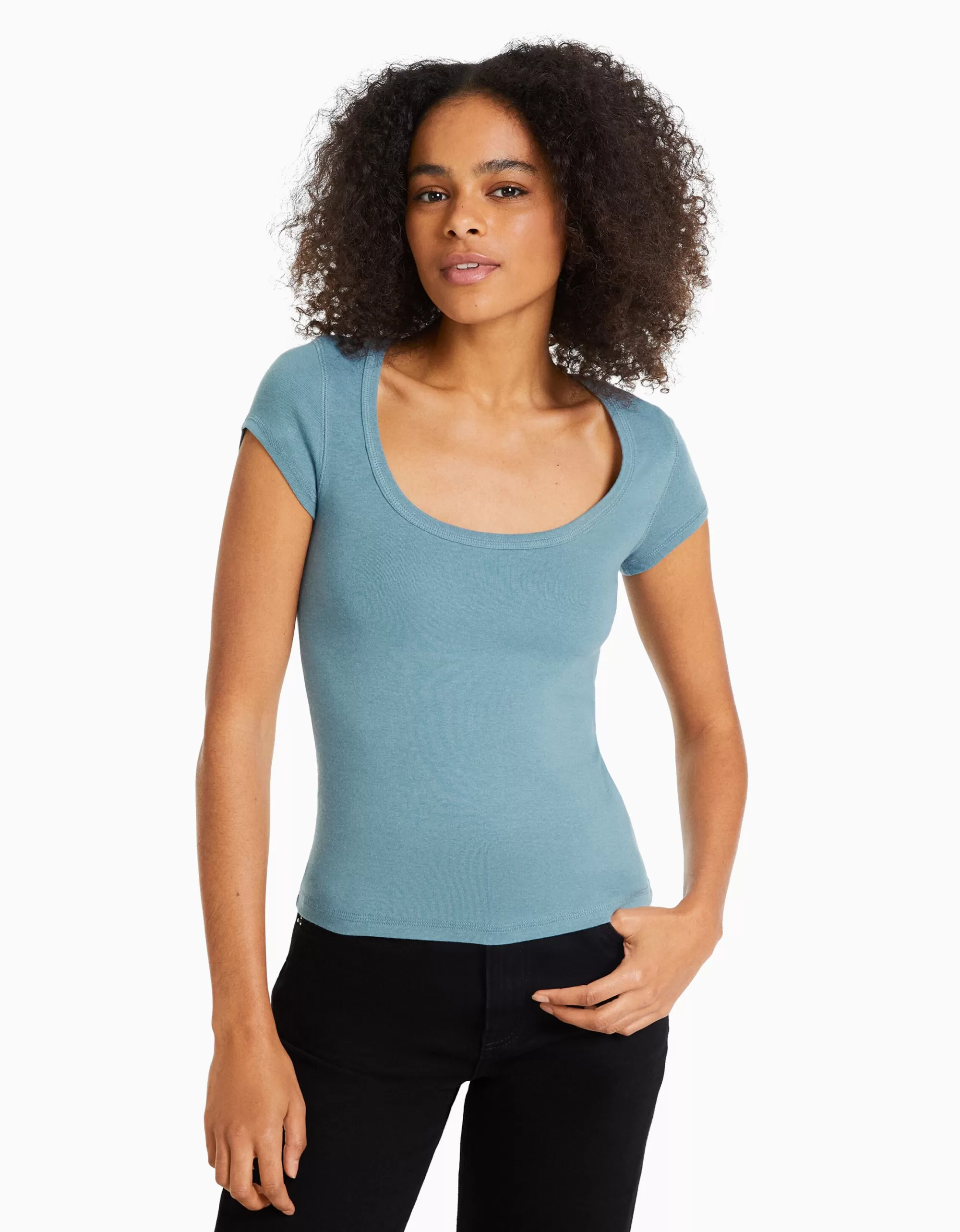 MUJER BERSHKA Camiseta manga corta cuello redondo