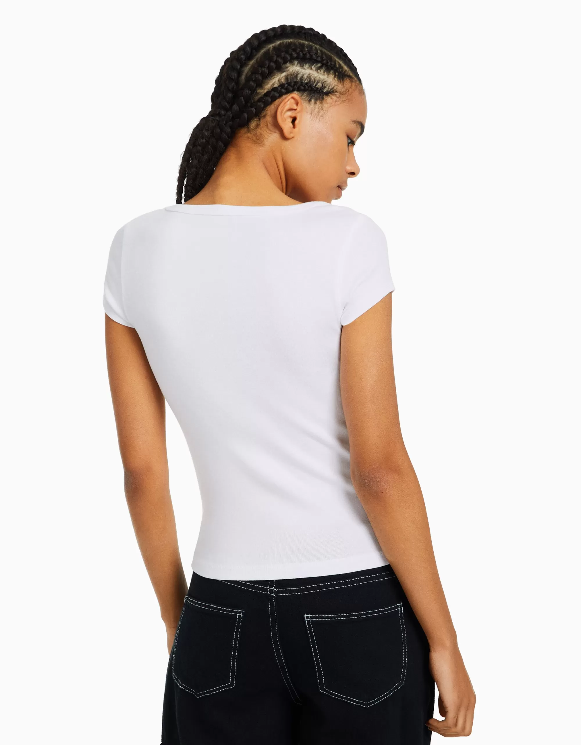 MUJER BERSHKA Camiseta manga corta cuello redondo