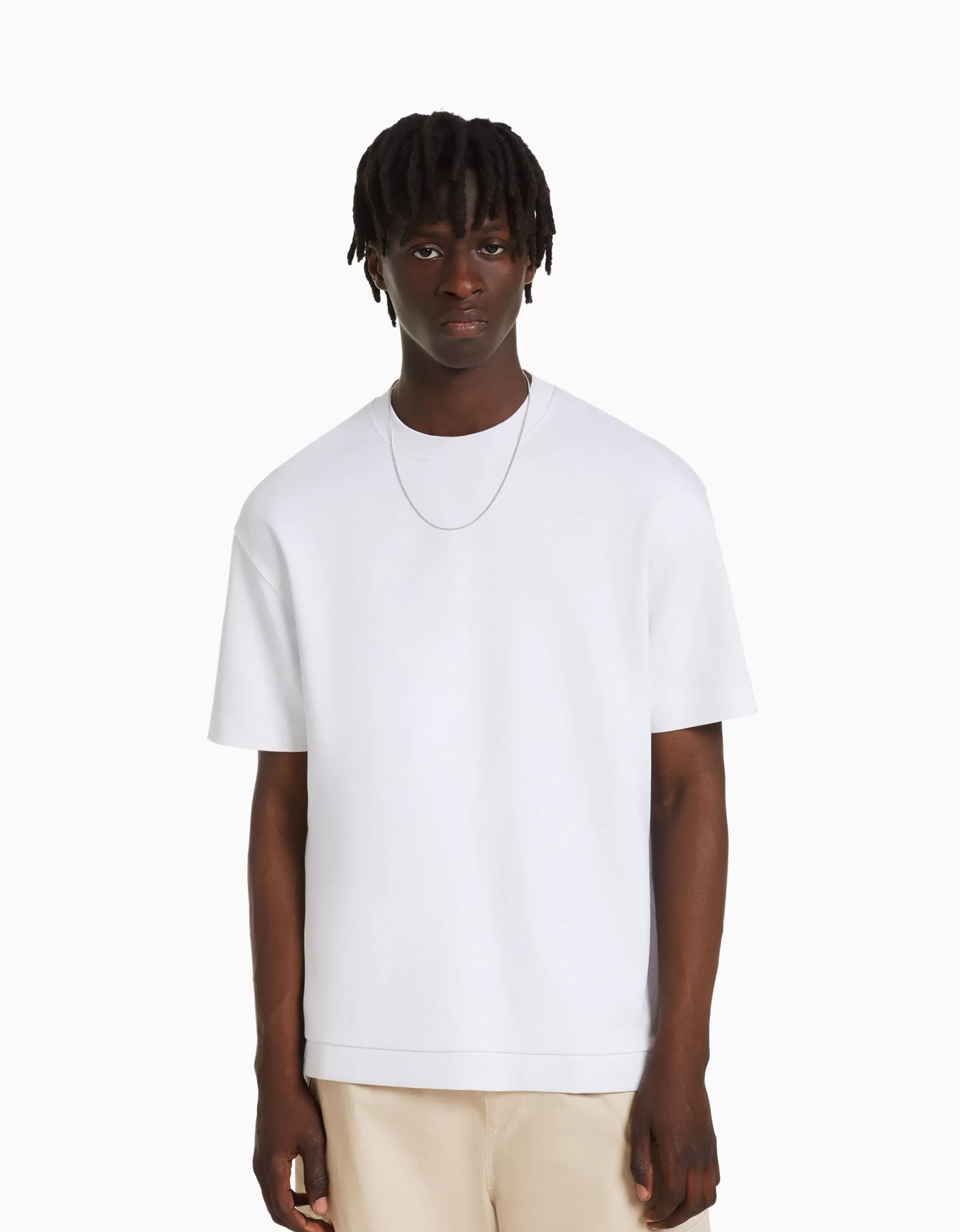 MUJER BERSHKA Camiseta manga corta interlock