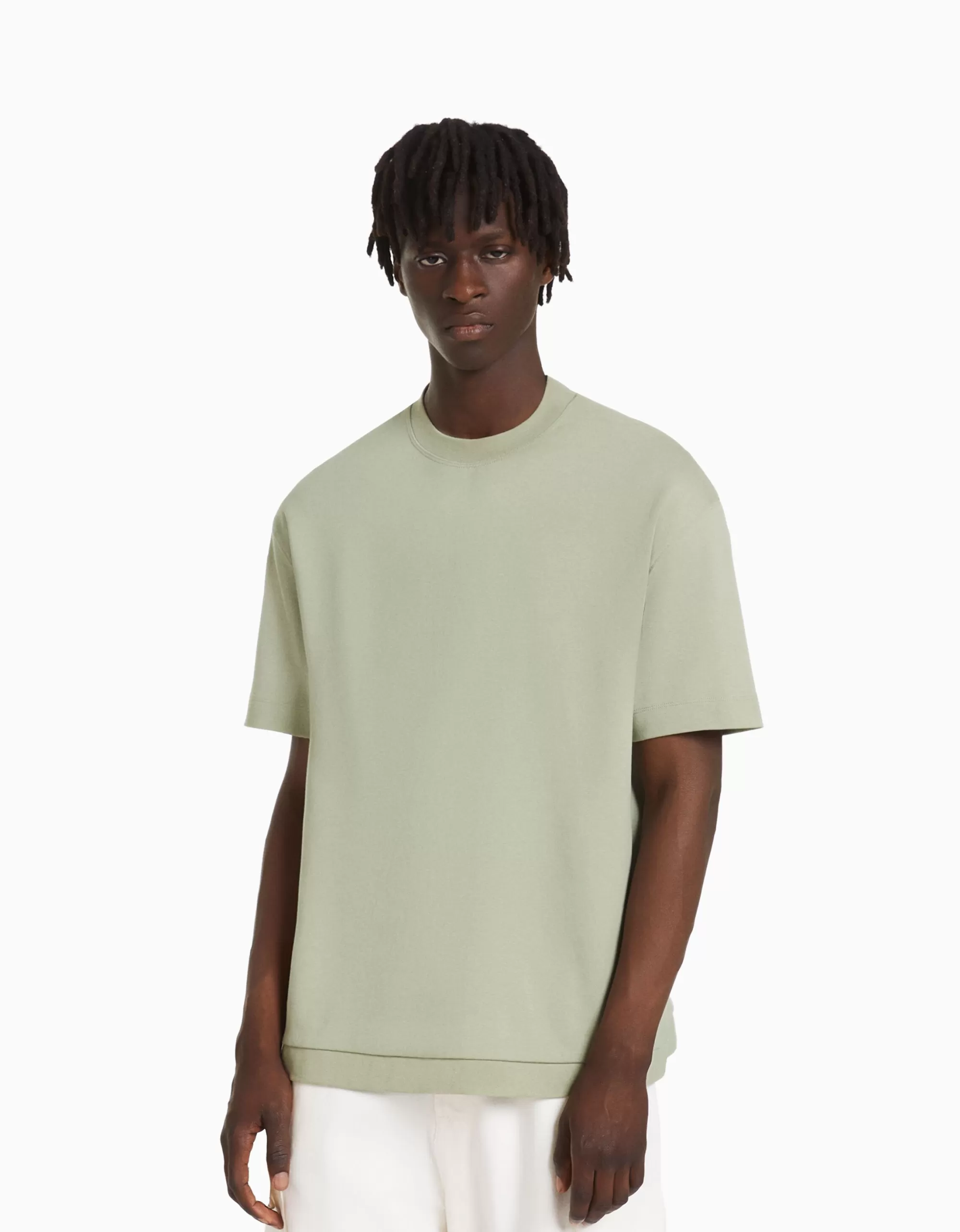 MUJER BERSHKA Camiseta manga corta interlock