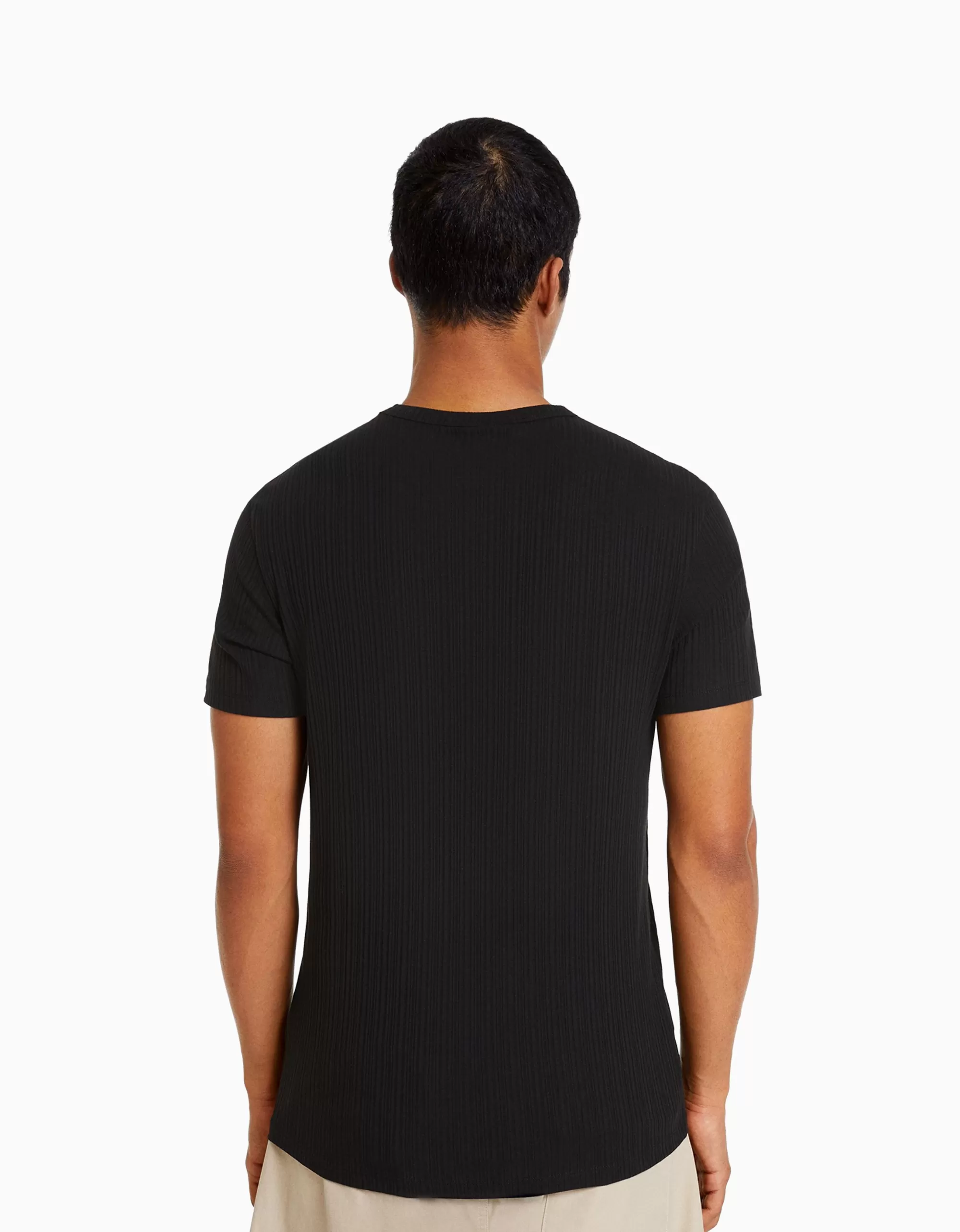 HOMBRE BERSHKA Camiseta manga corta muscle fit canalé