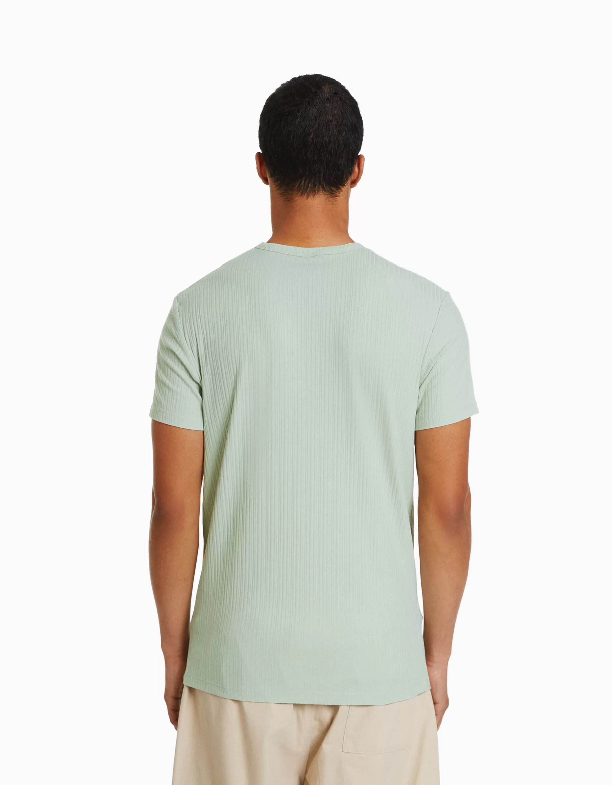 HOMBRE BERSHKA Camiseta manga corta muscle fit canalé