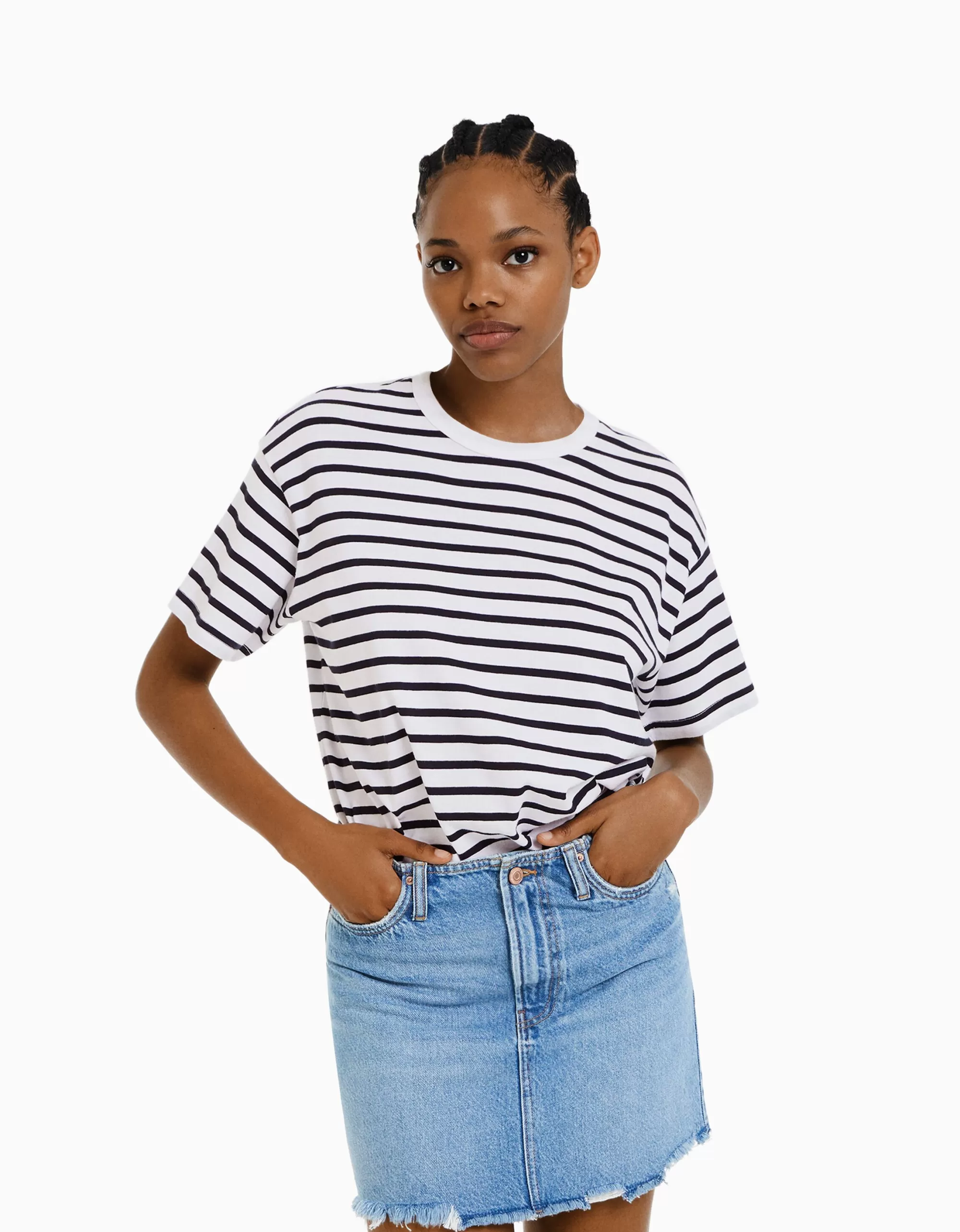 MUJER BERSHKA Camiseta manga corta oversize
