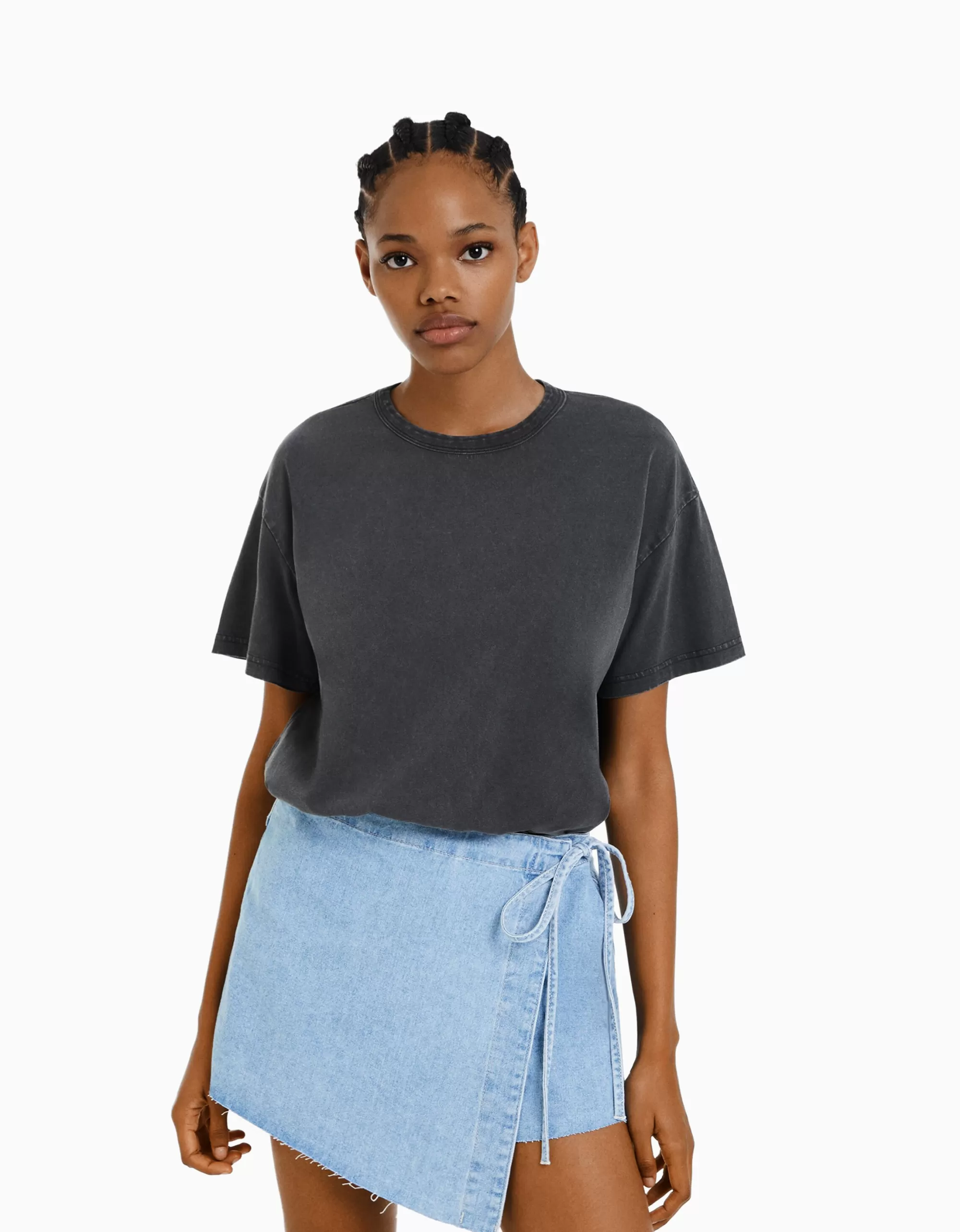 MUJER BERSHKA Camiseta manga corta oversize