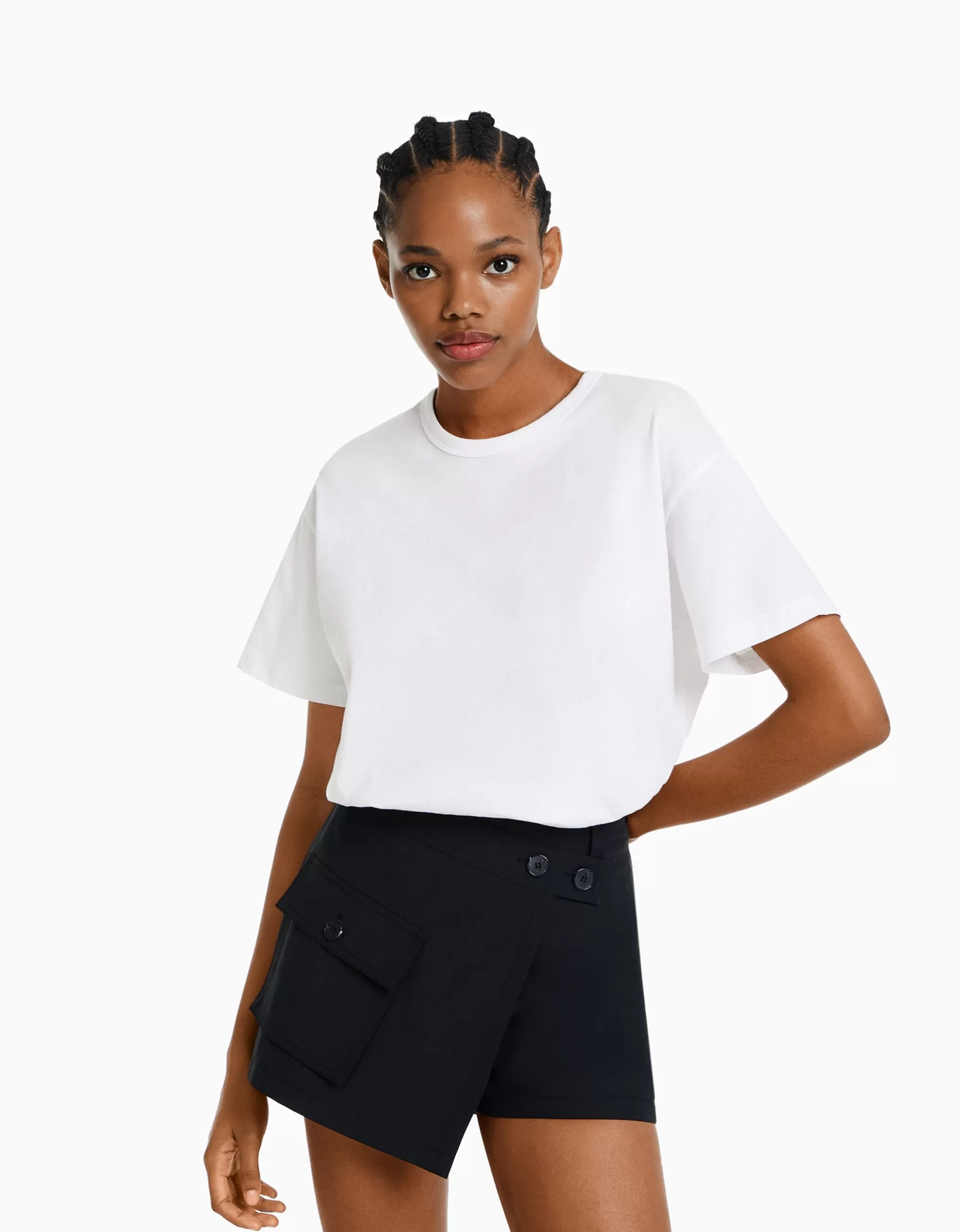MUJER BERSHKA Camiseta manga corta oversize