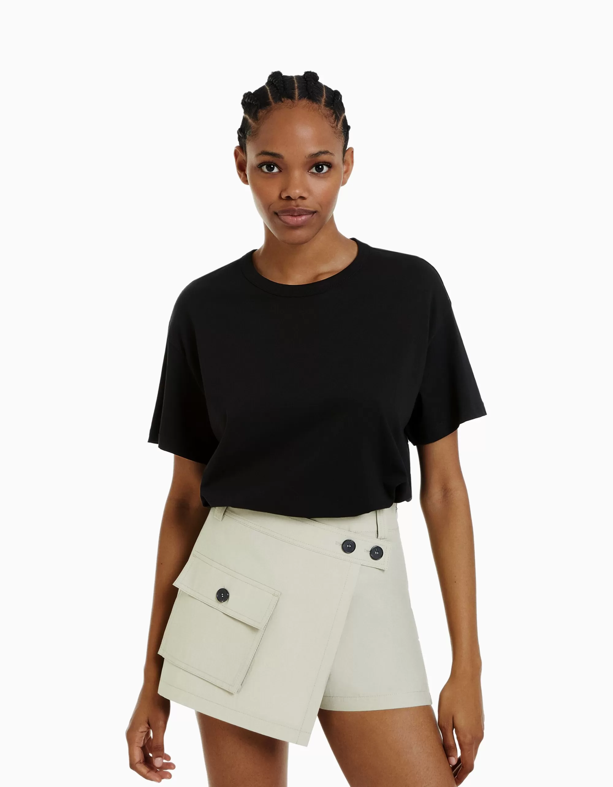 MUJER BERSHKA Camiseta manga corta oversize
