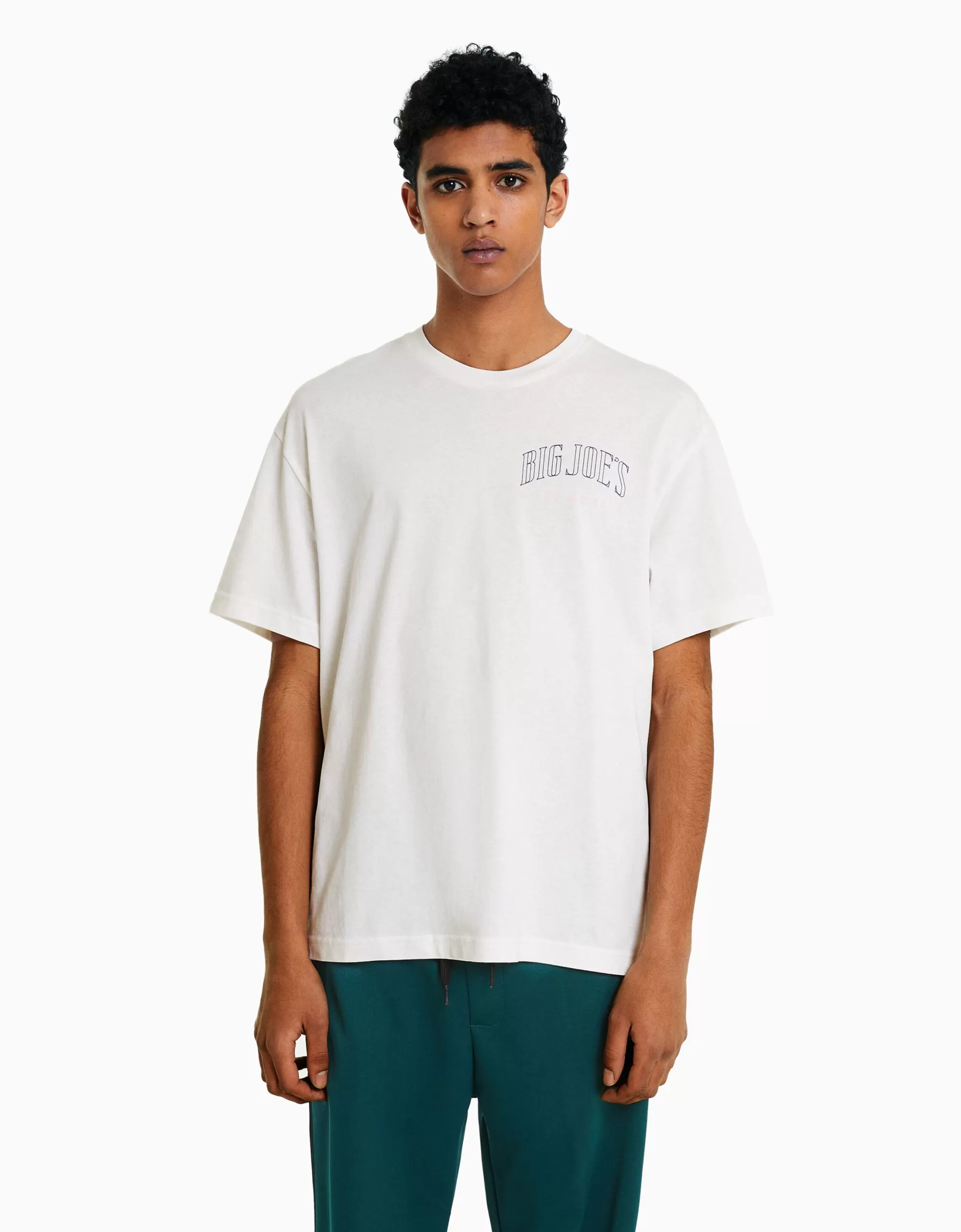 MUJER BERSHKA Camiseta manga corta oversize print