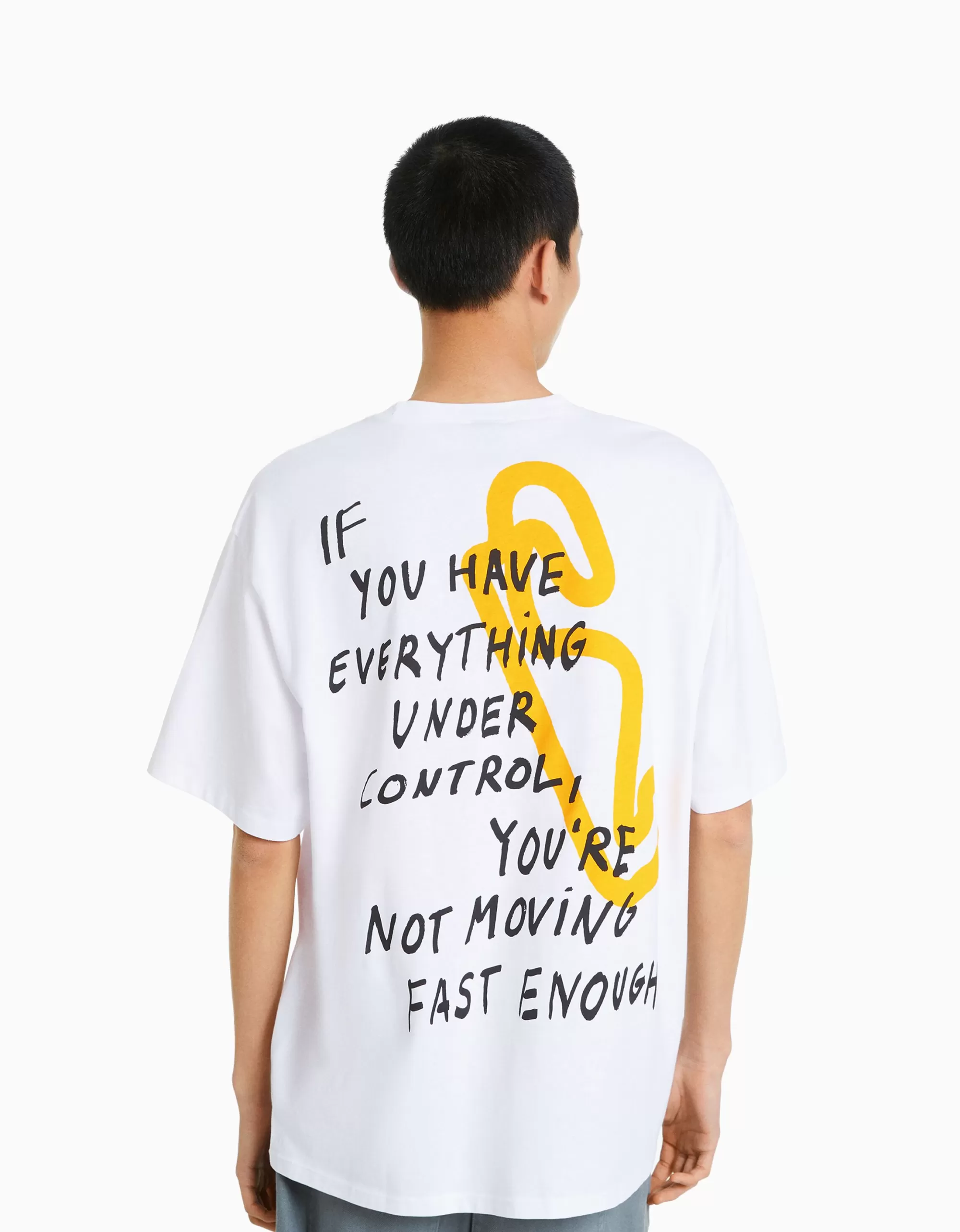 HOMBRE BERSHKA Camiseta manga corta oversize print racing