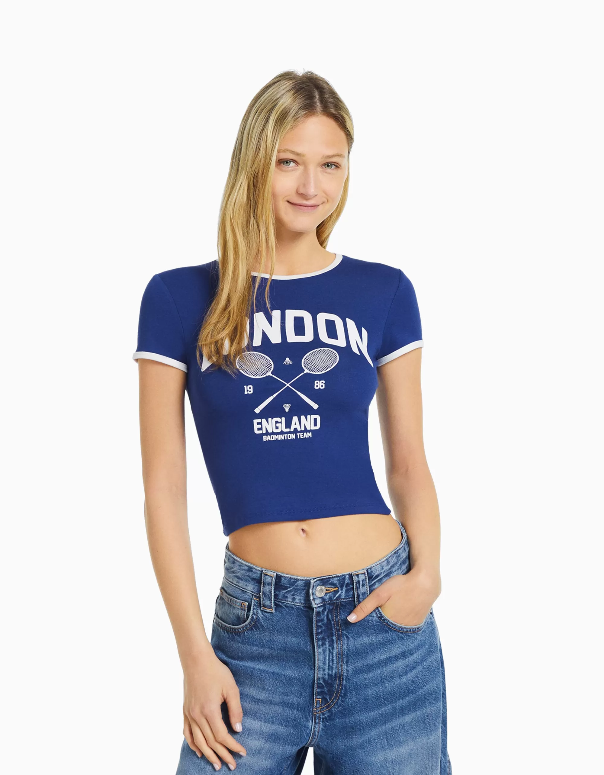 MUJER BERSHKA Camiseta manga corta print
