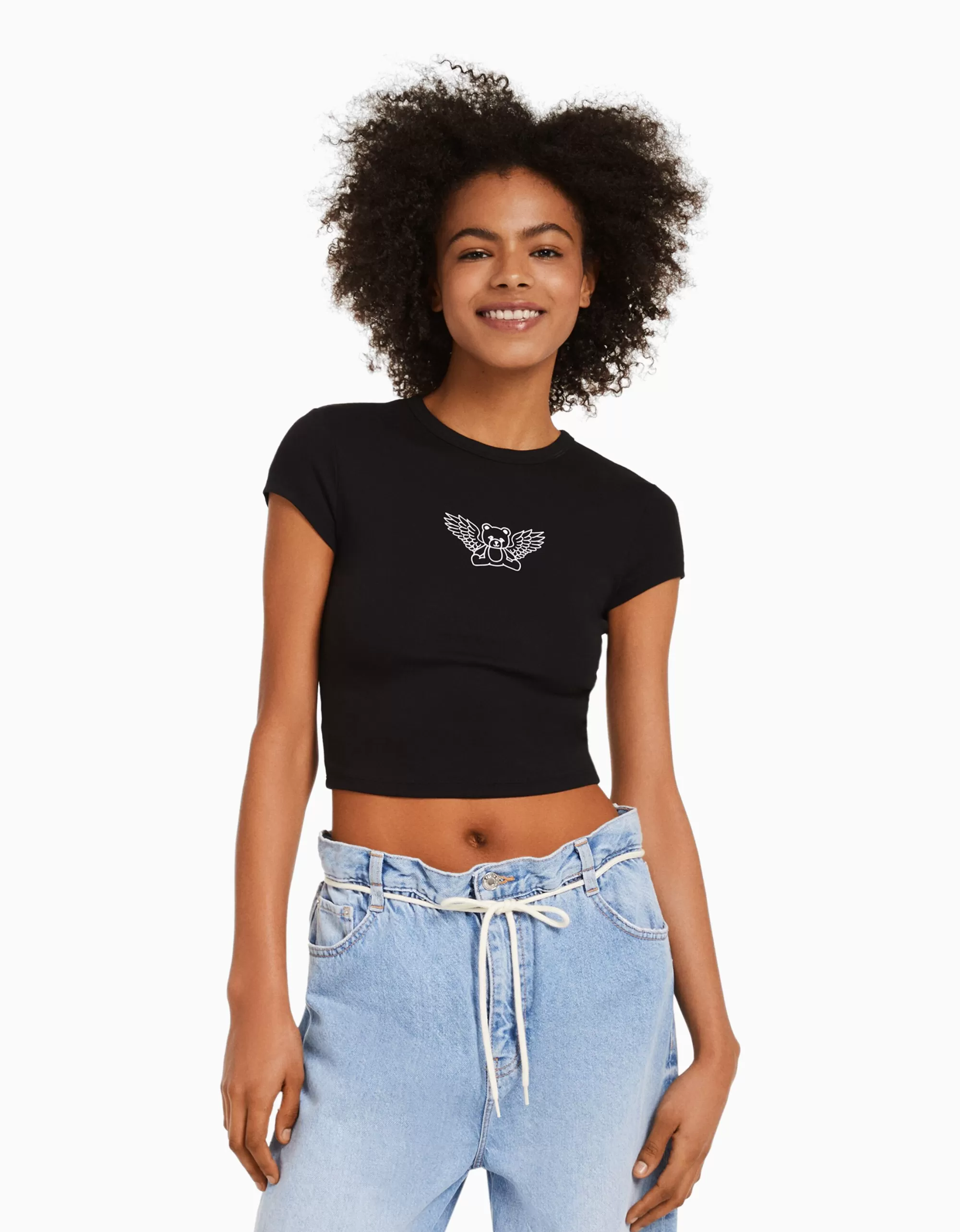 MUJER BERSHKA Camiseta manga corta print