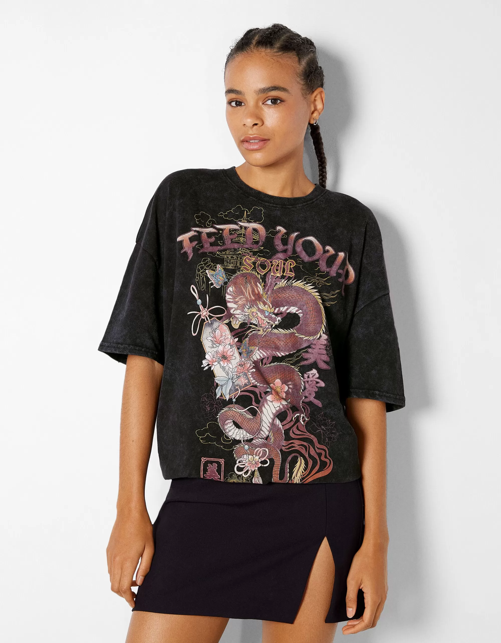 MUJER BERSHKA Camiseta manga corta print