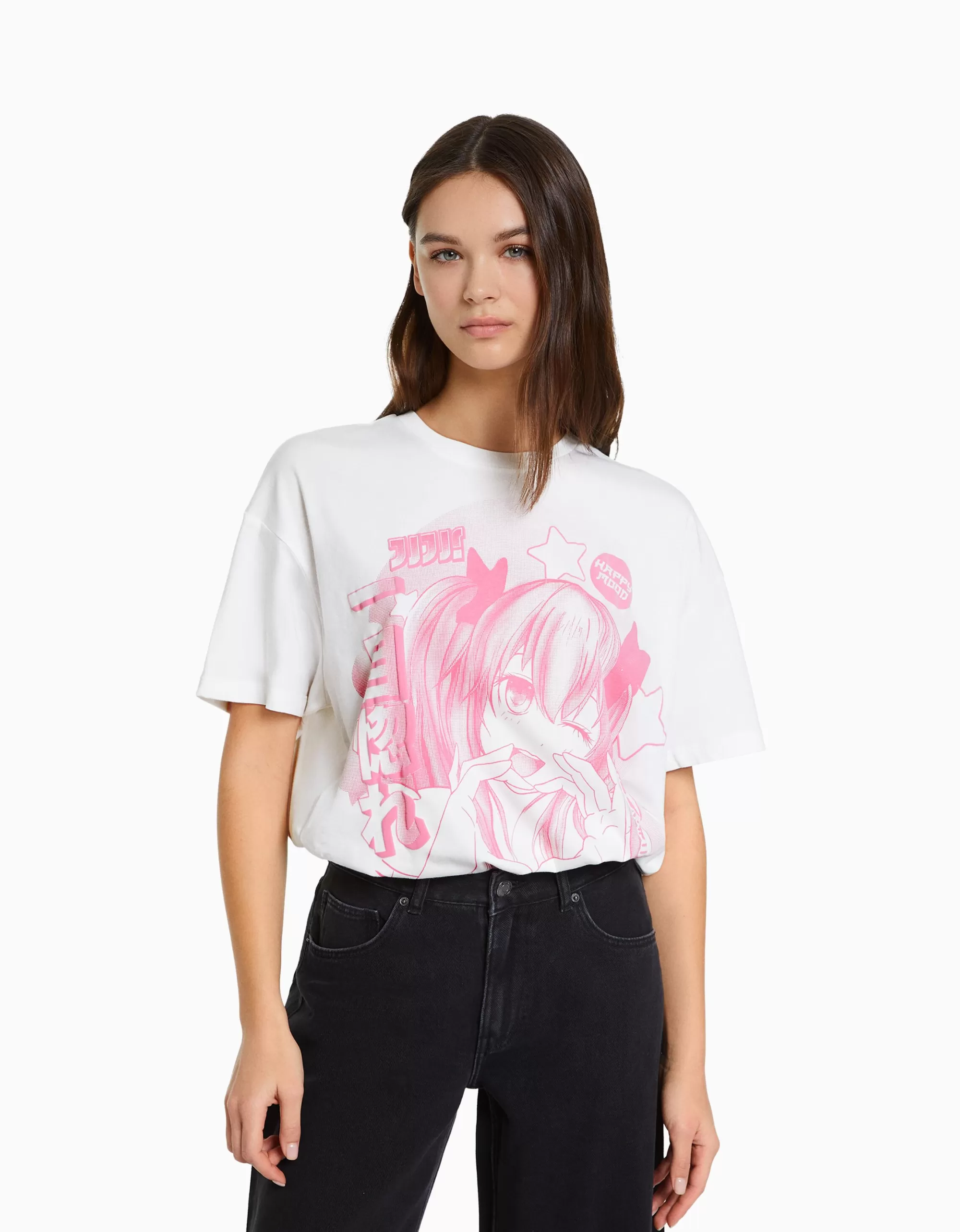MUJER BERSHKA Camiseta manga corta print