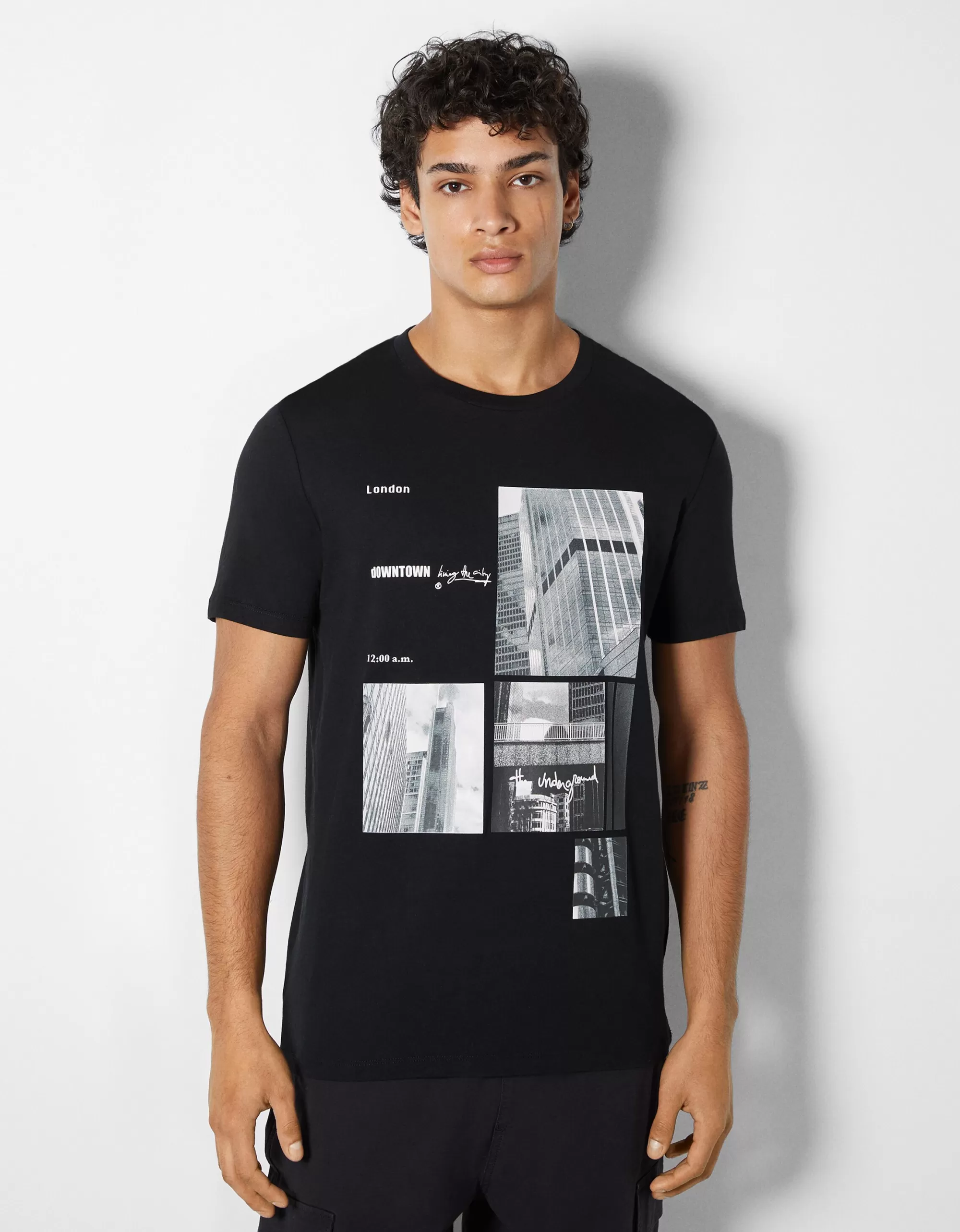 HOMBRE BERSHKA Camiseta manga corta print fotográfico