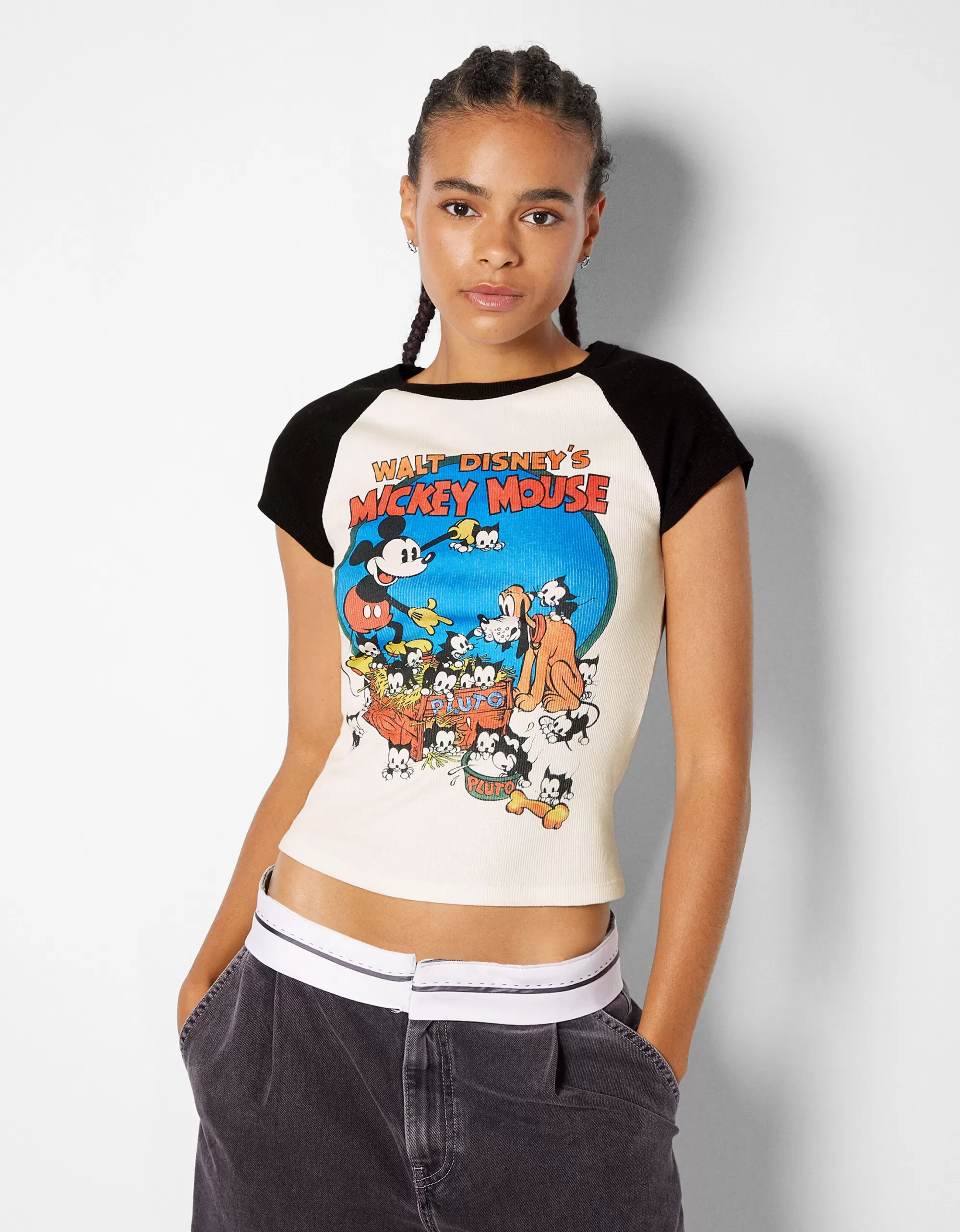 MUJER BERSHKA Camiseta manga corta print Mickey