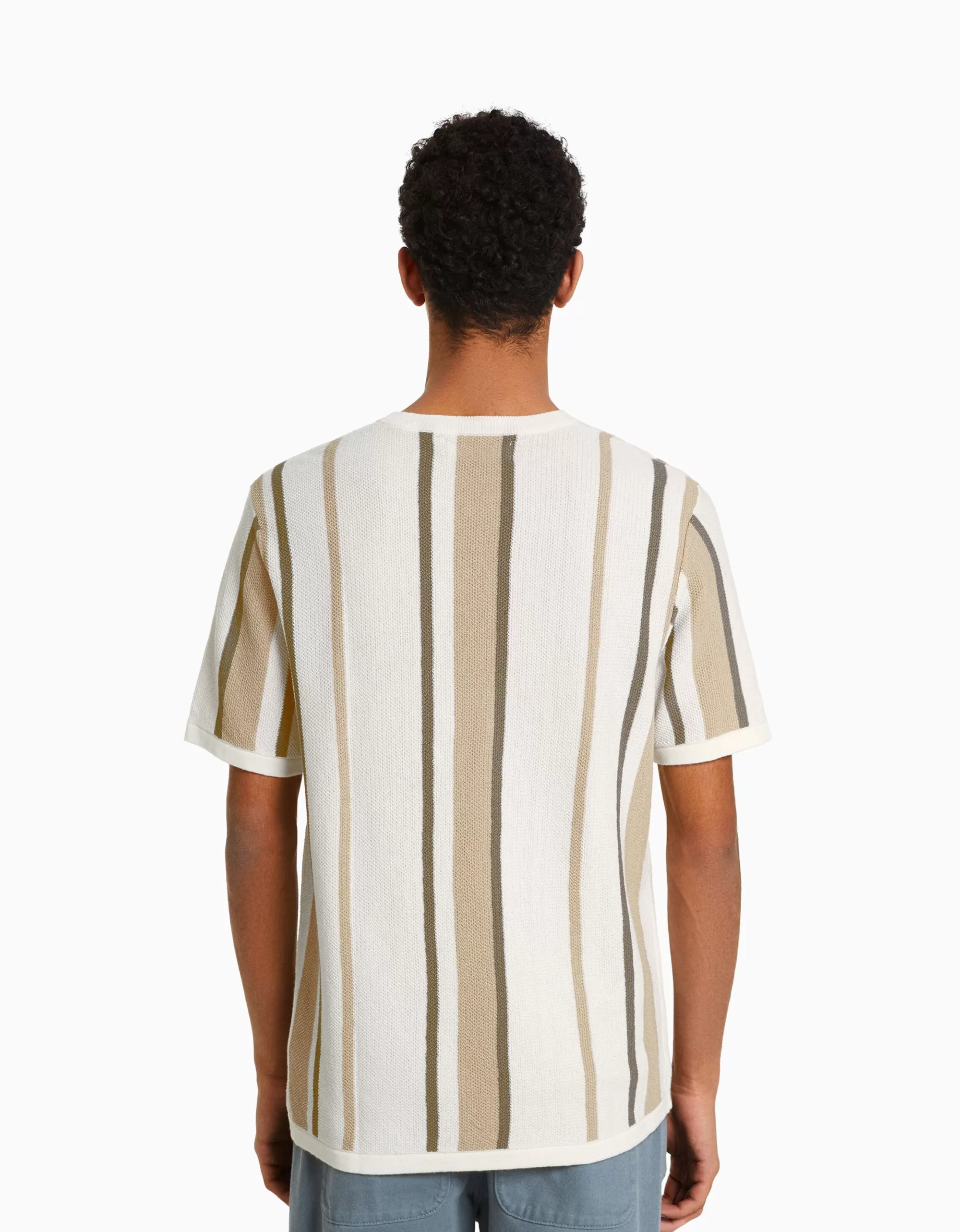 HOMBRE BERSHKA Camiseta manga corta print raya vertical