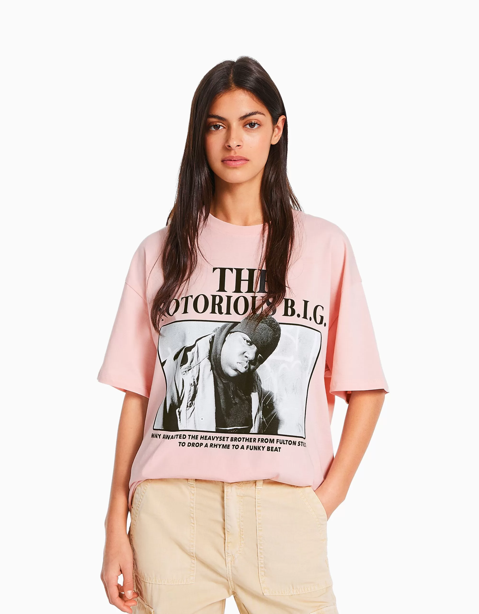 MUJER BERSHKA Camiseta manga corta print The Notorious B.I.G.
