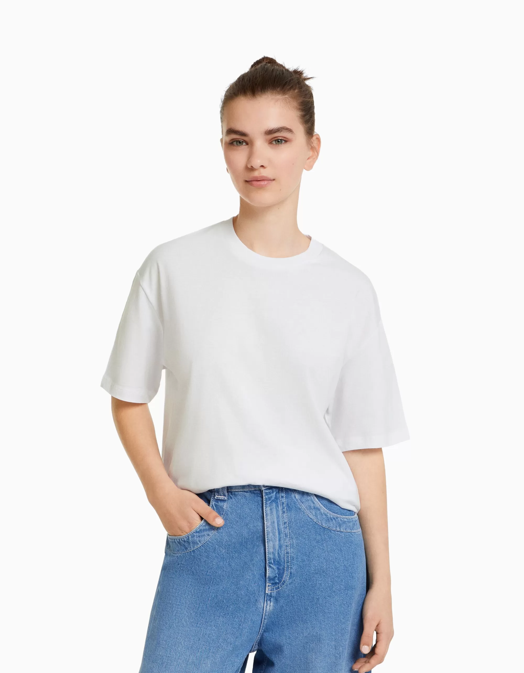 MUJER BERSHKA Camiseta manga corta regular fit
