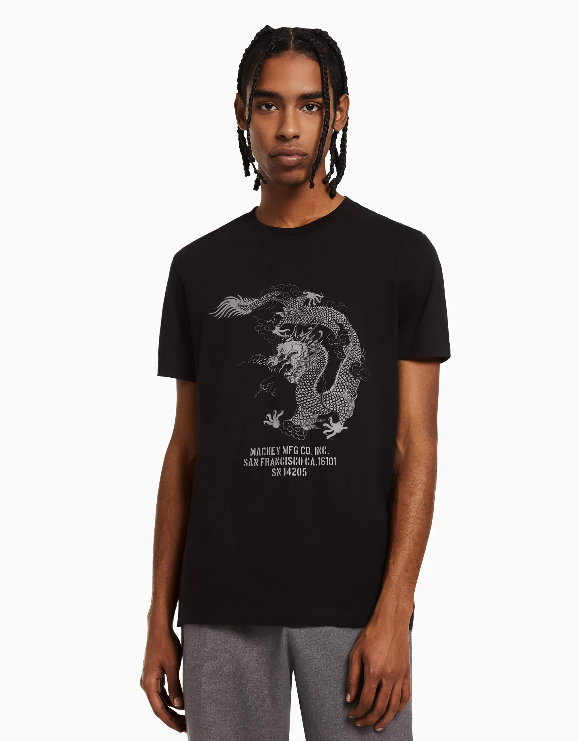 HOMBRE BERSHKA Camiseta manga corta regular fit print