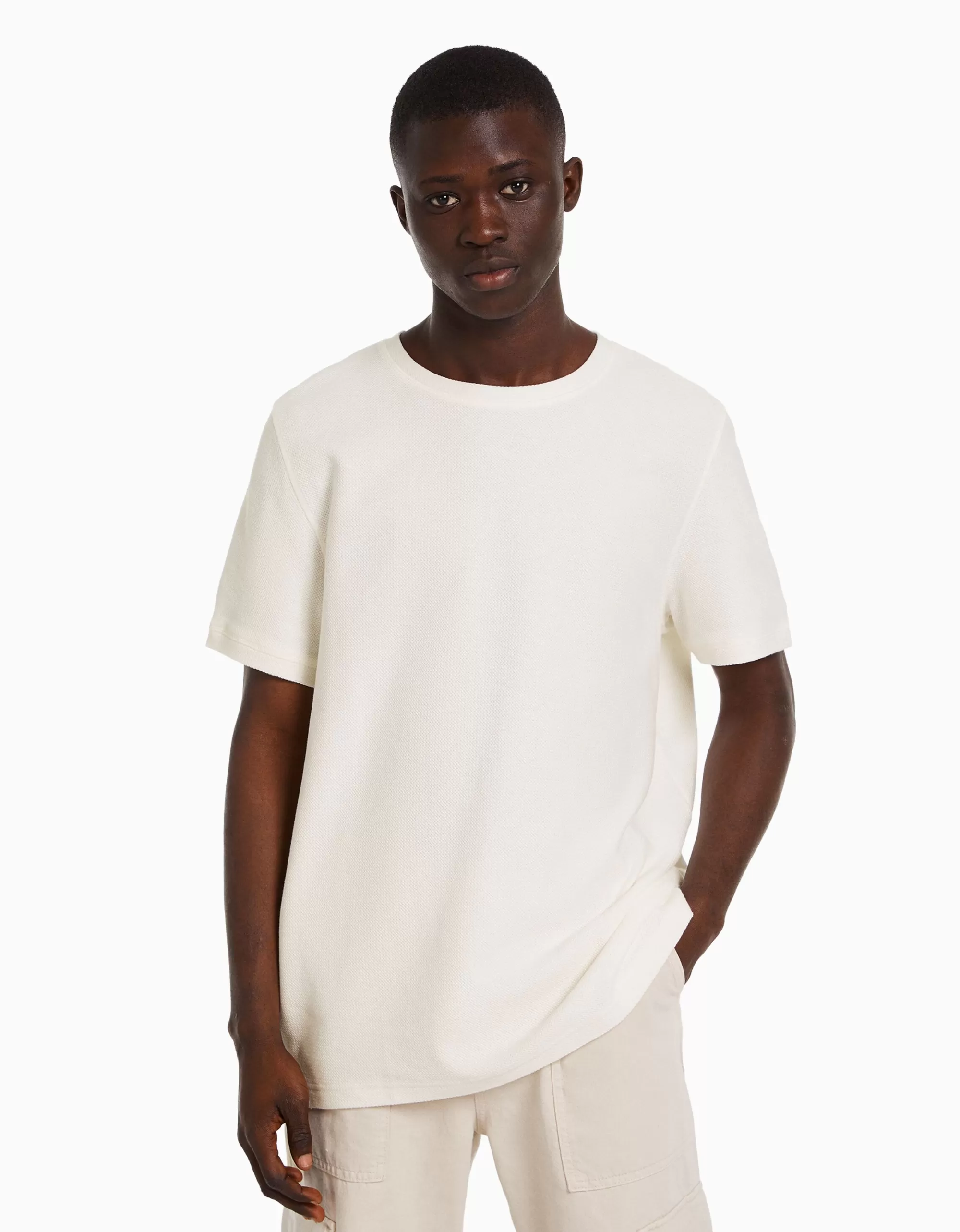 HOMBRE BERSHKA Camiseta manga corta textura