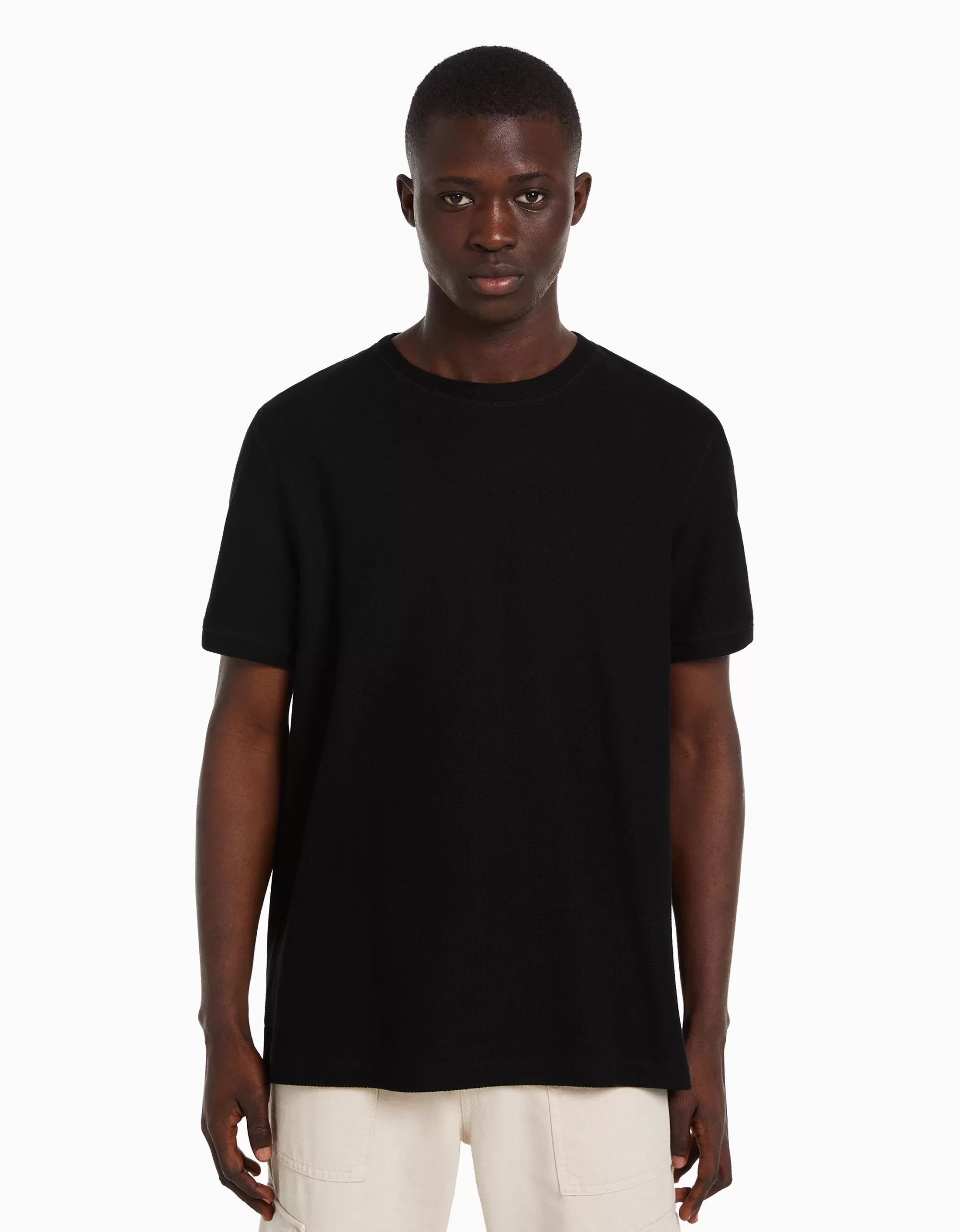 HOMBRE BERSHKA Camiseta manga corta textura